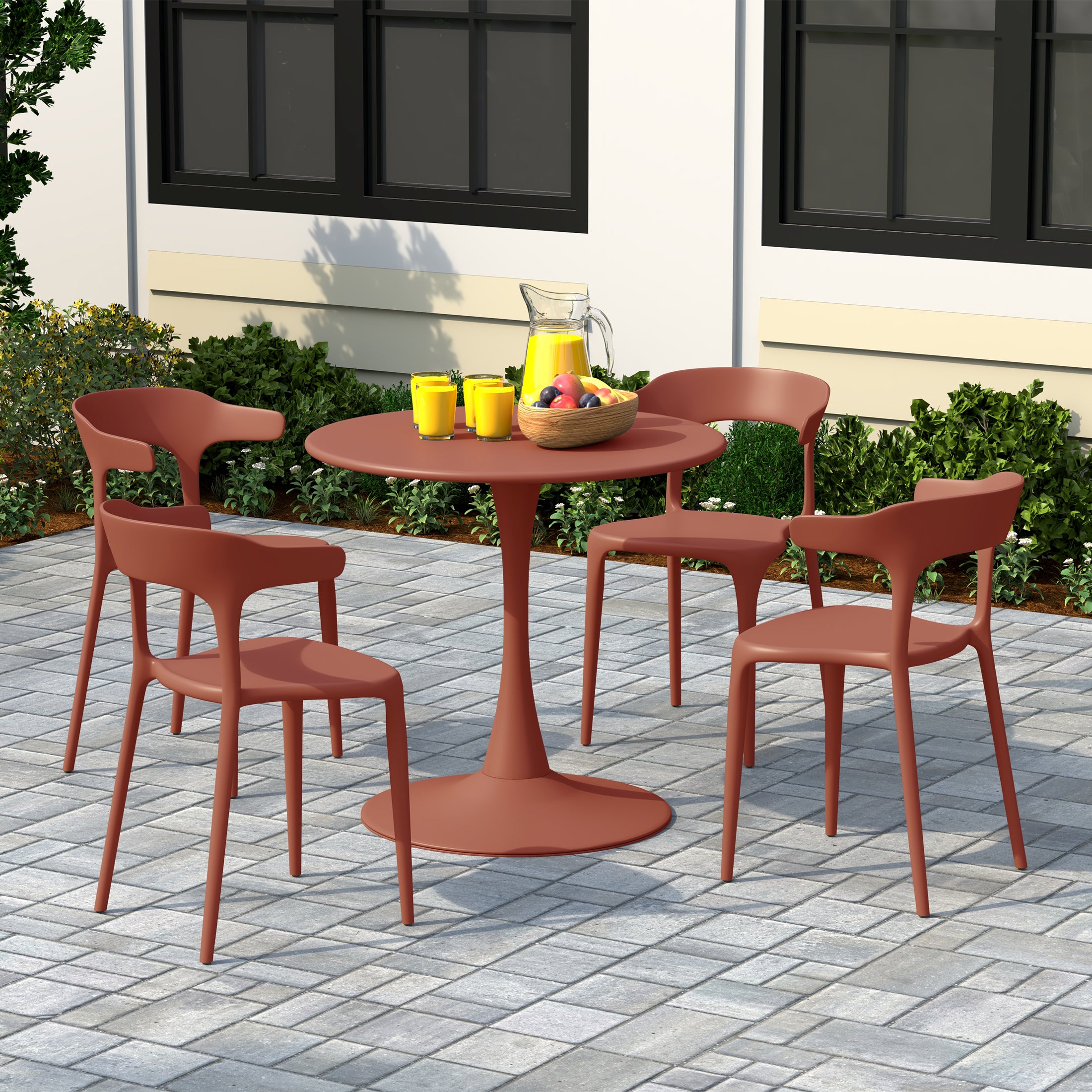 Sunshine Modern Stackable Resin Plastic Patio Dining Chair (Set of 4)