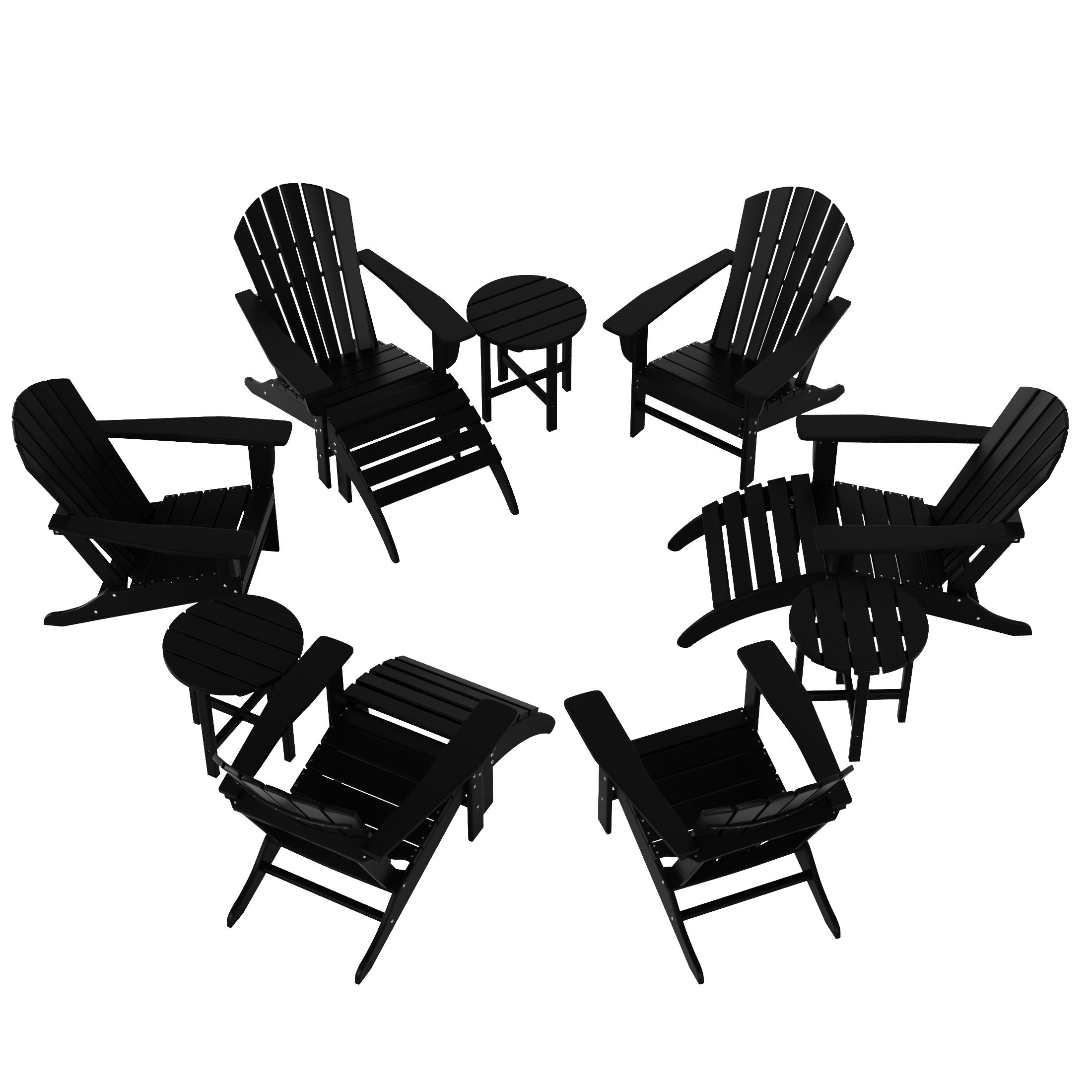 Portside 12 Piece Outdoor Adirondack Chair With Ottoman And Side Table