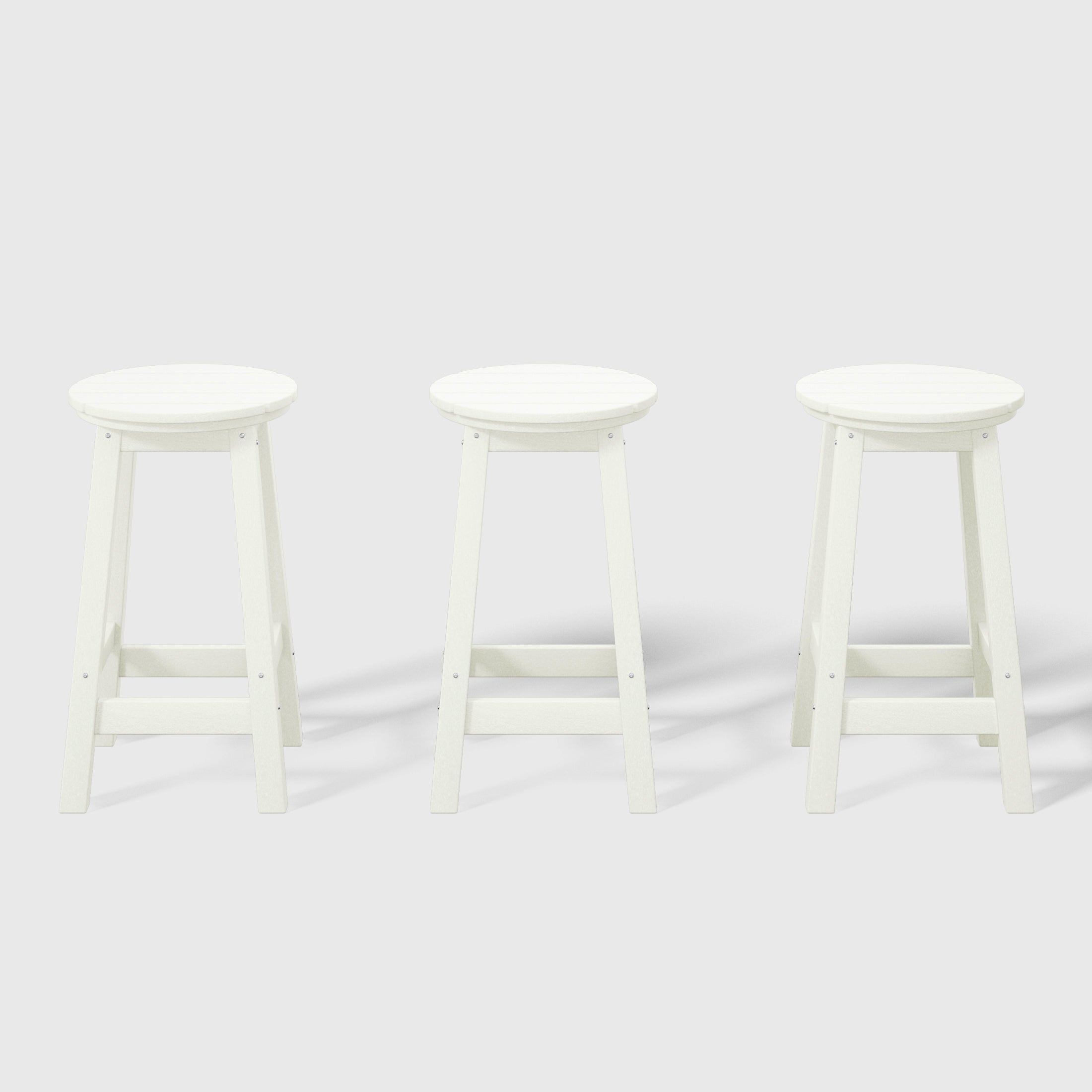 Paradise 24" HDPE Outdoor Patio Round Counter Height Bar Stool Set of 3