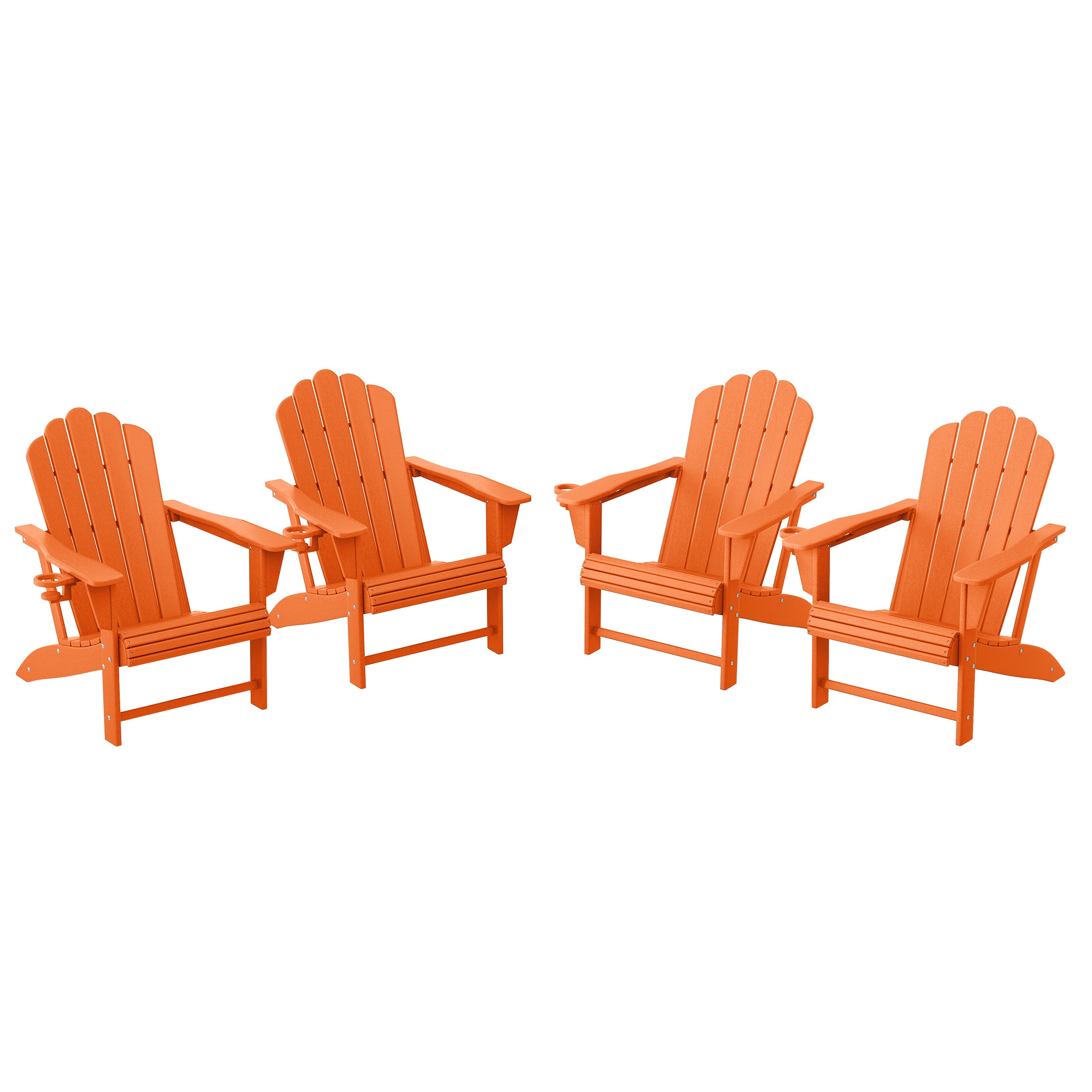 Lakeview Outdoor Patio HDPE Adirondack Chairs With Cup Holders (Set of 4)