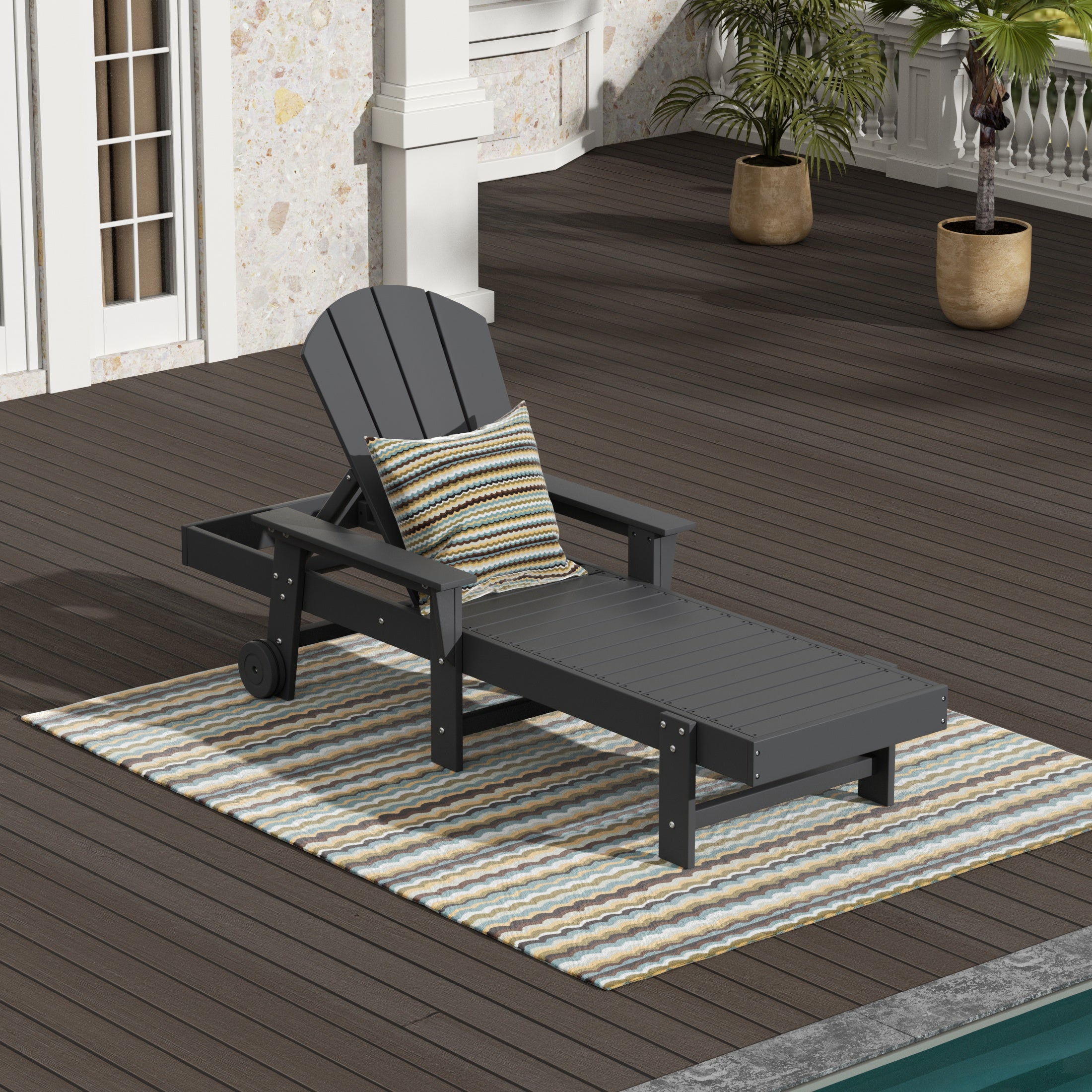 Paradise Reclining Chaise Lounge With Arms & Wheels