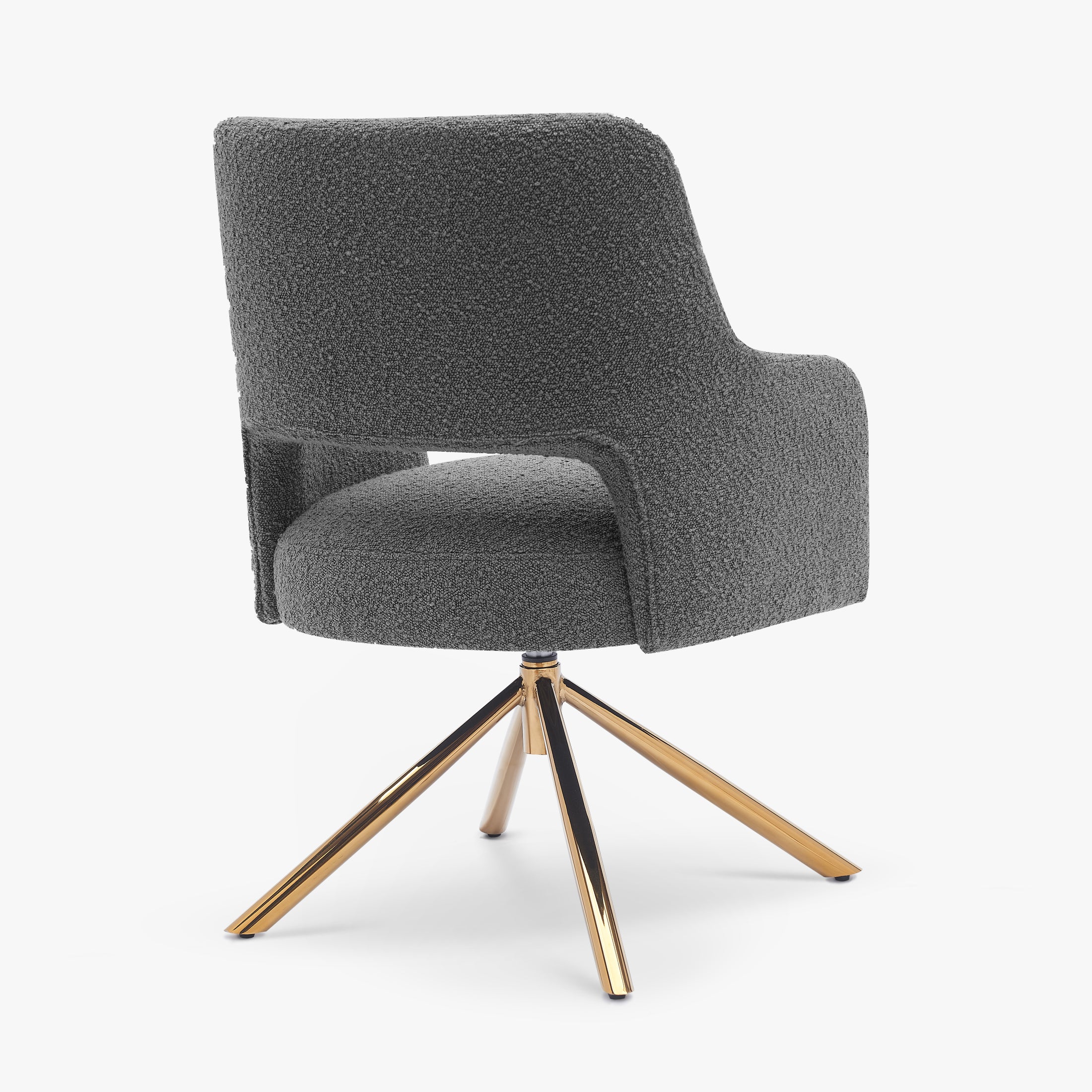 Amélie Mid-Century Modern Wide Boucle Swivel Vanity Chair