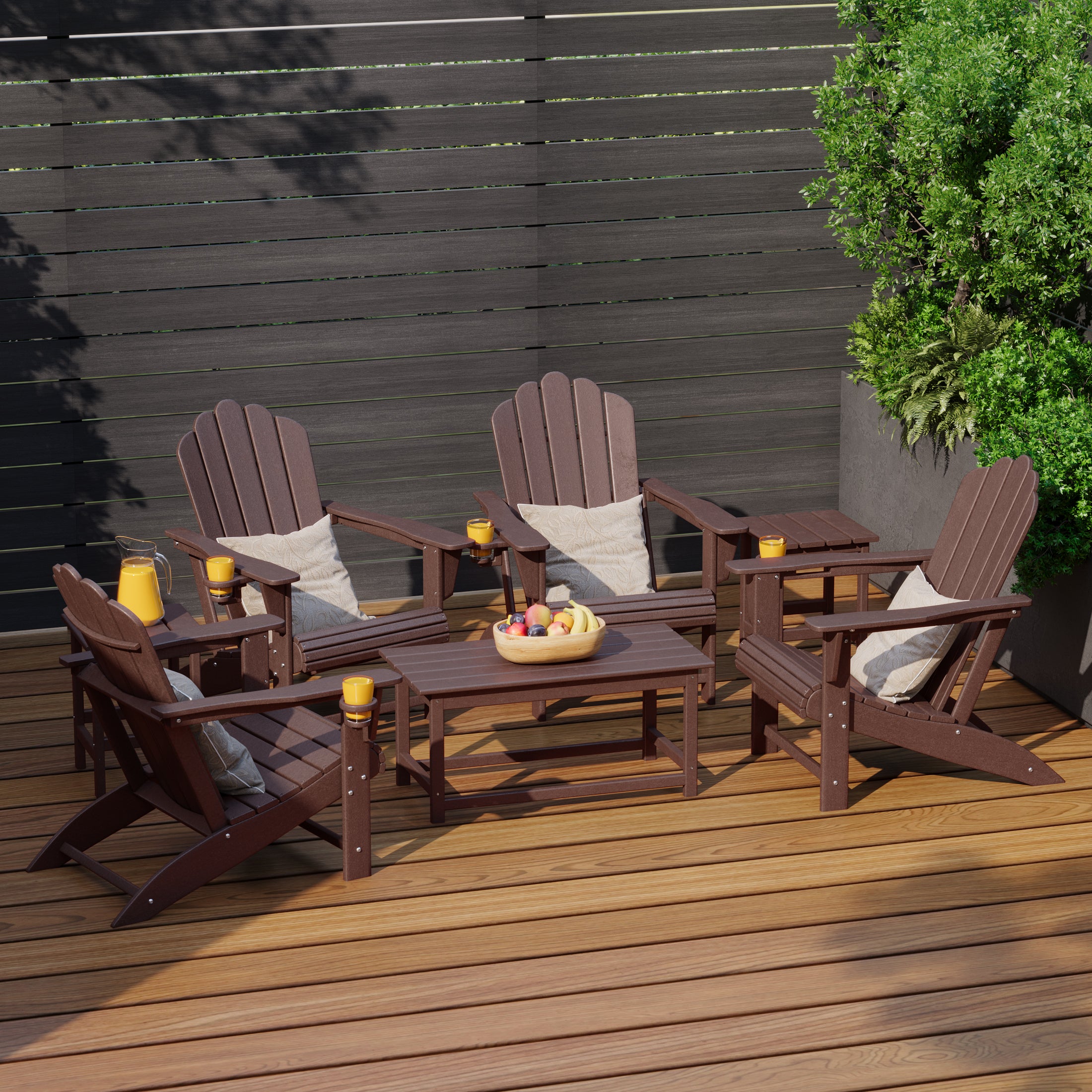 Lakeview 7-Piece HDPE Outdoor Patio Furniture Adirondack Conversation Set