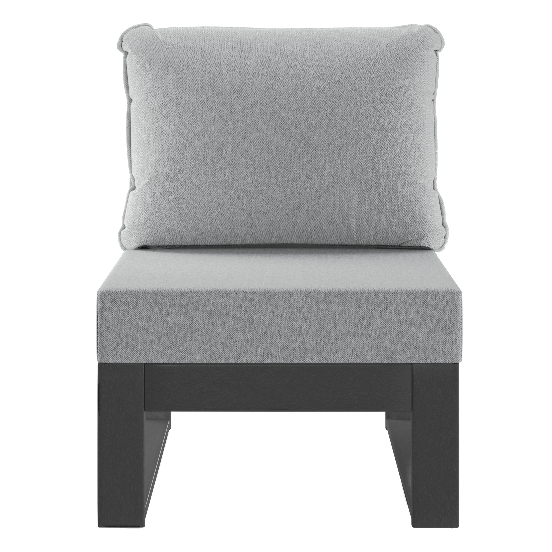 Rockaway Outdoor HDPE Sectional Armless Chair with Water-Proof Patio Cushions