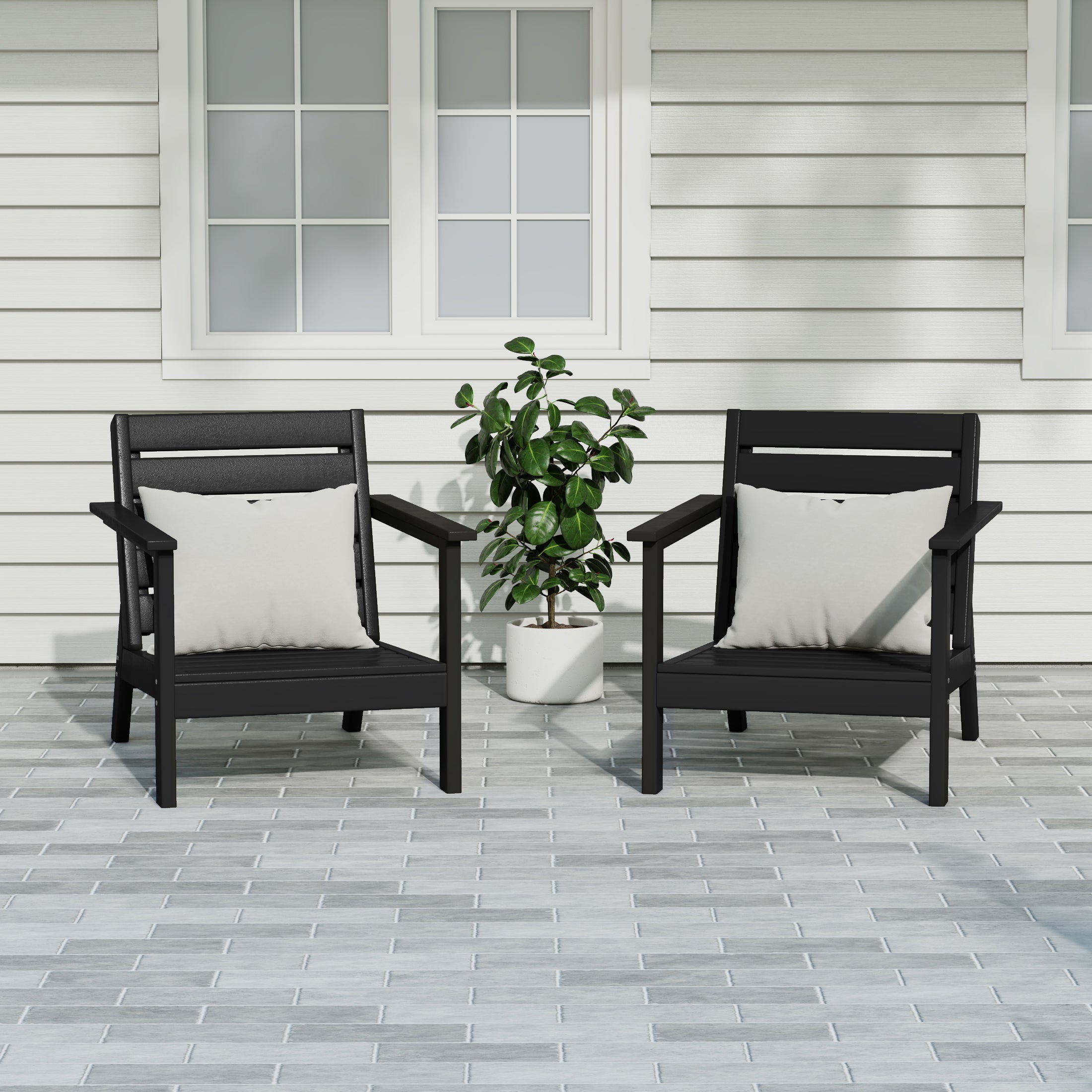 Portsmouth Outdoor Patio HDPE Deep Seating Armchair (Set of 2)