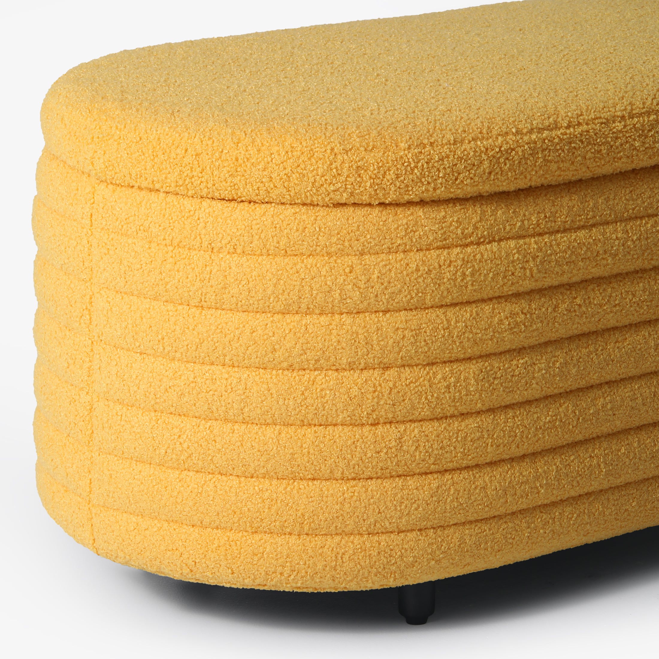 Celine 42" Wide Mid-Century Modern Upholstered Teddy Sherpa Tufted Oval Storage Ottoman Bench