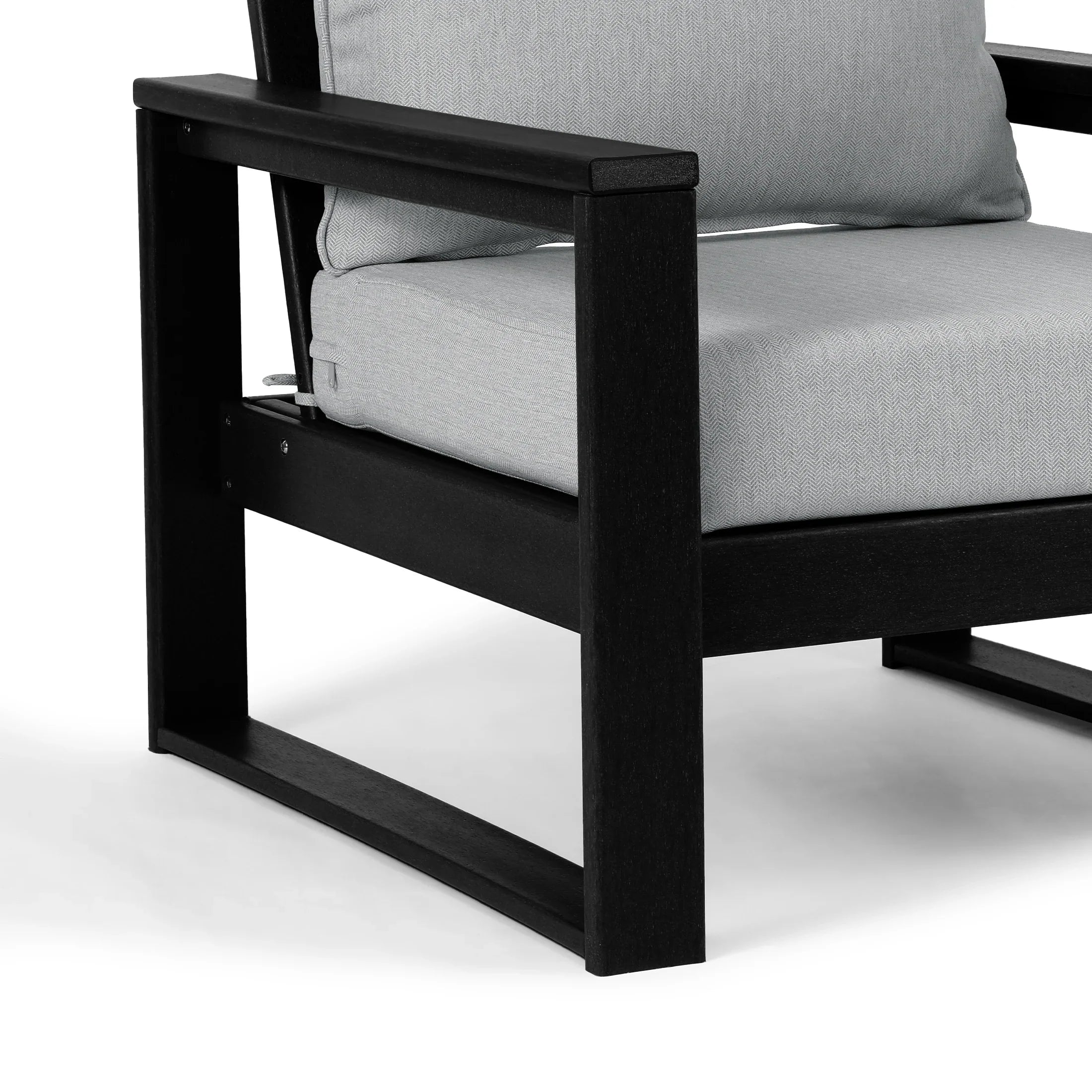 Rockaway Outdoor Modern HDPE Patio Club Chair with Waterproof Deep Seat Cushions (Set of 2)
