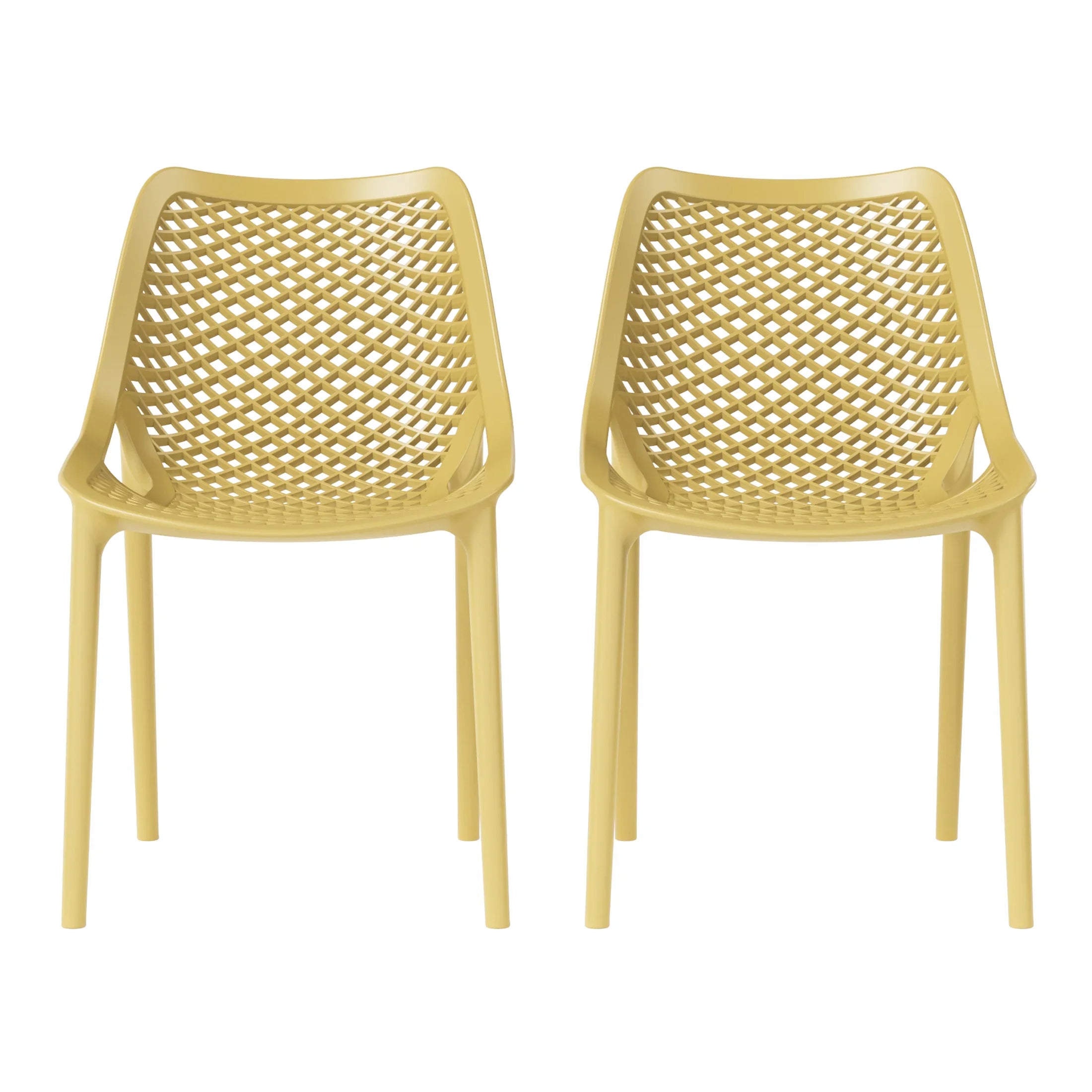 Sunshine Outdoor Stackable Modern Plastic Dining Chairs (Set of 2)