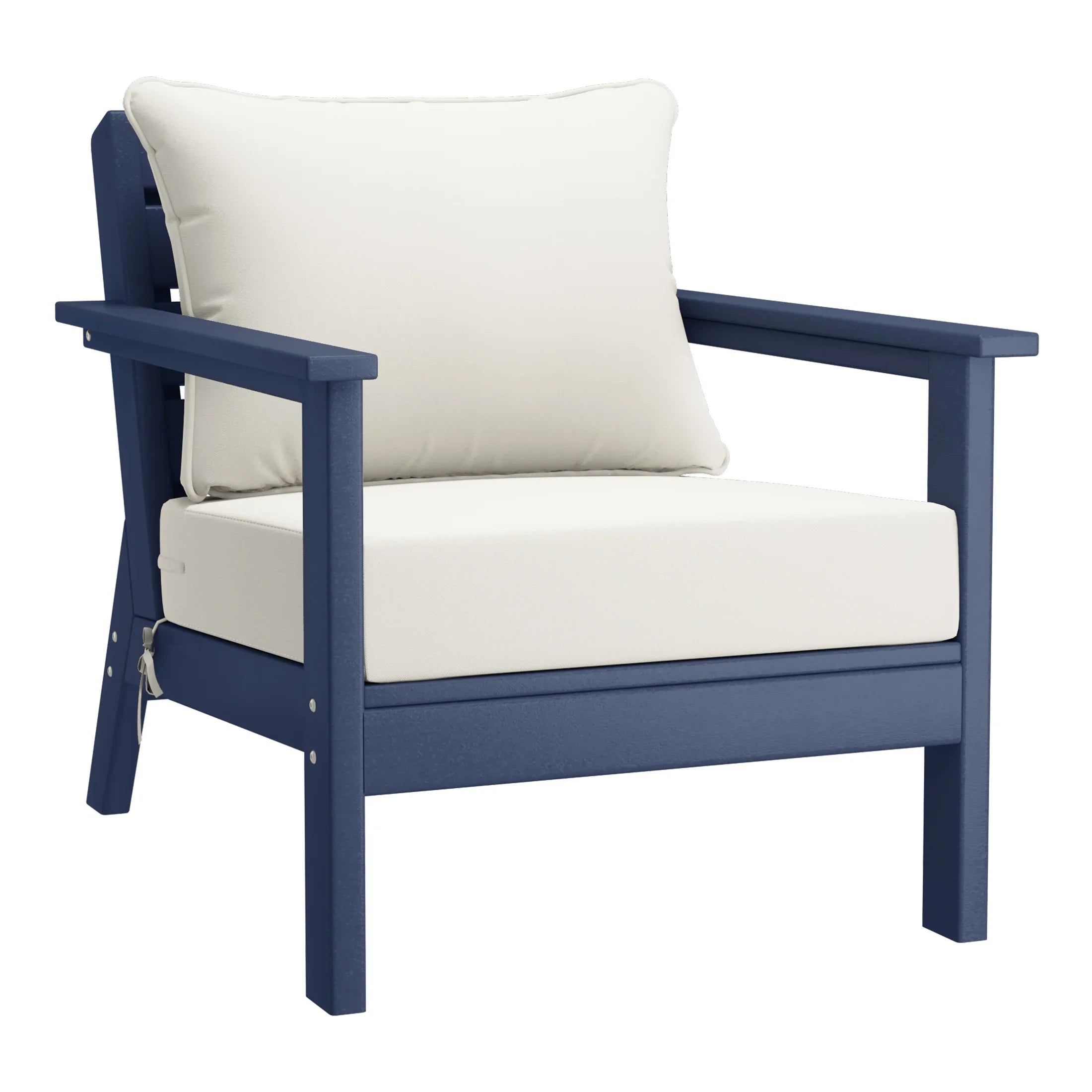 Portsmouth Outdoor Modern HDPE Patio Club Chairs with Deep Seat Cushions (Set of 2)