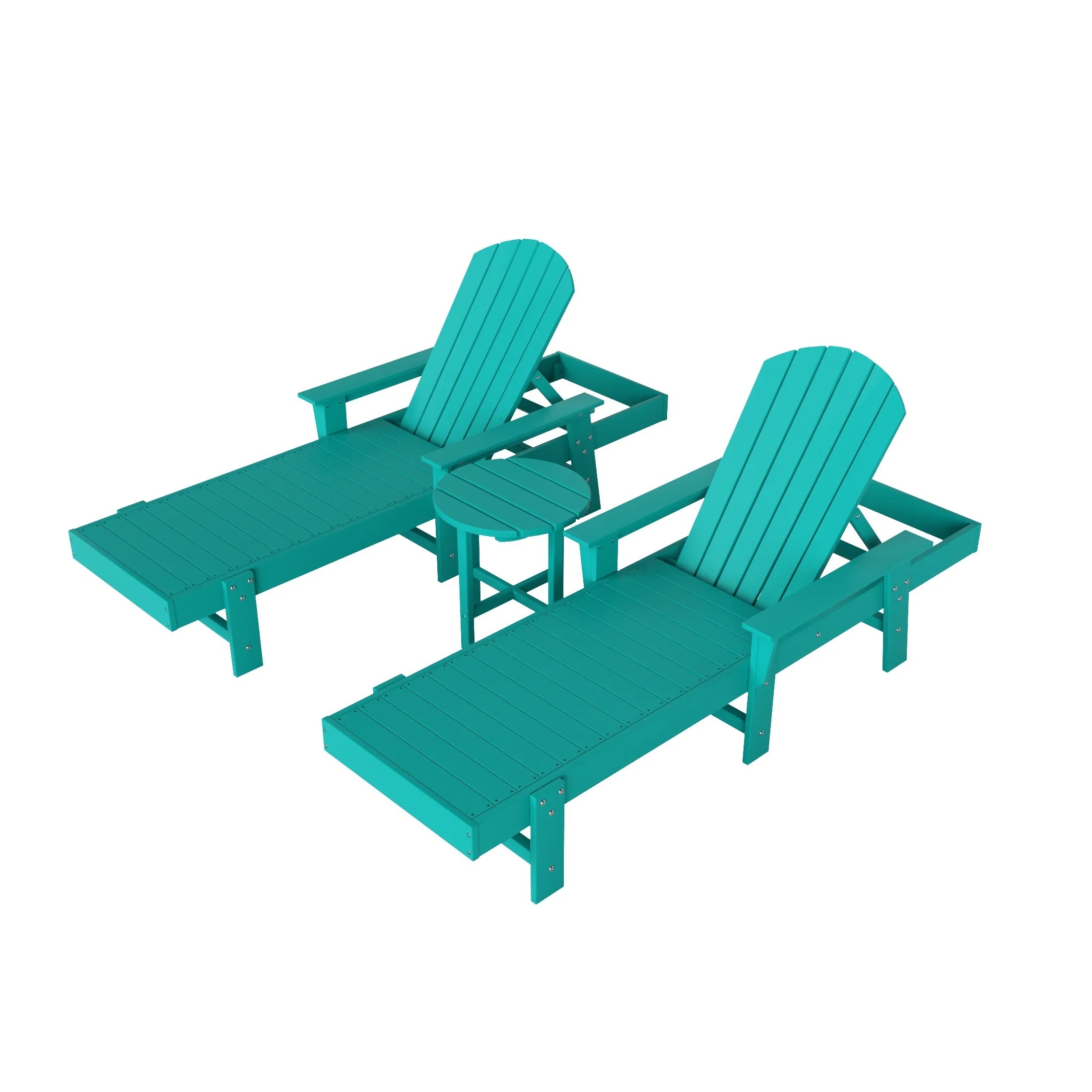 Portside 3 Piece Adirondack Poly Reclining Chaise Lounge With Arms