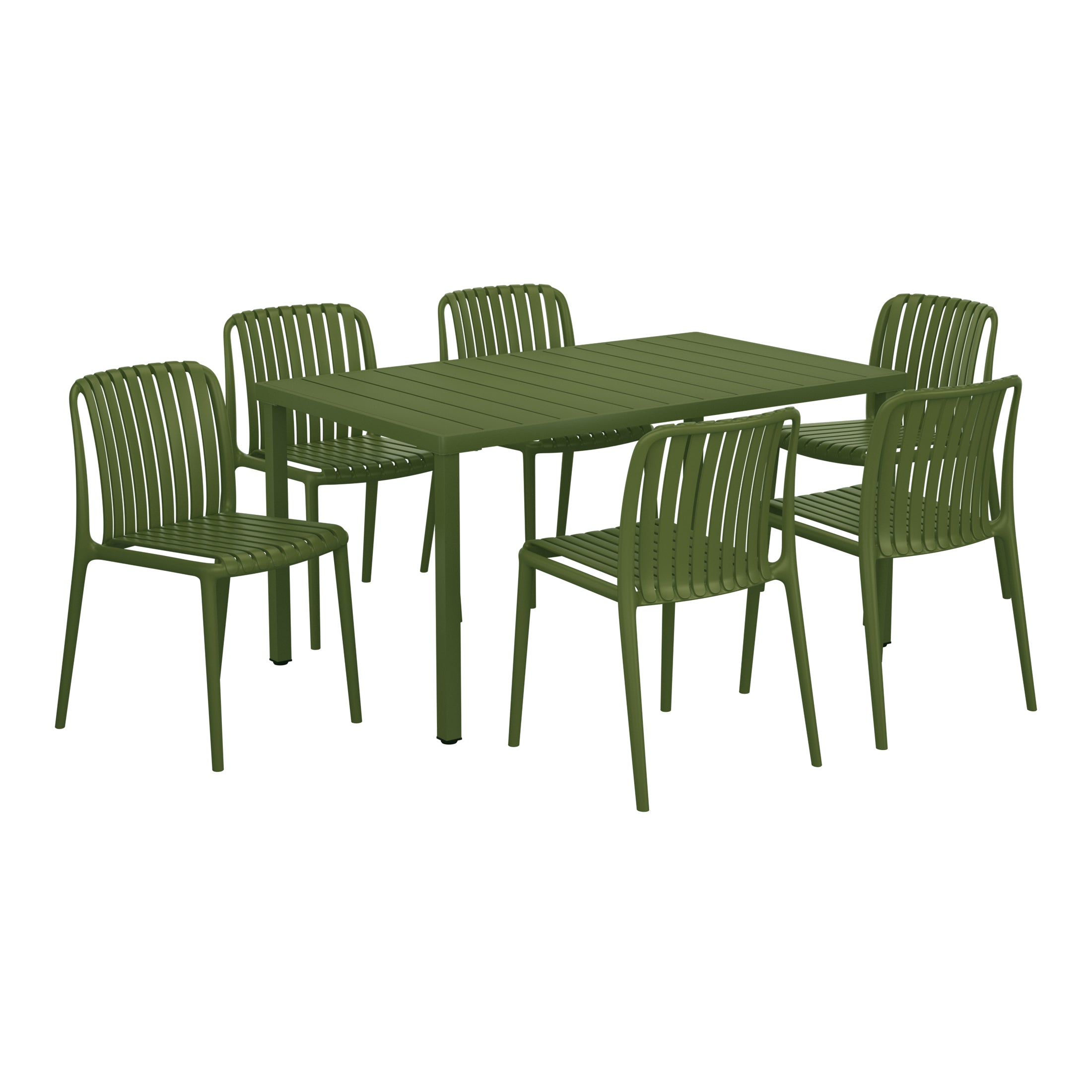 Sunshine 7-Piece Outdoor Patio Dining Table Set With Stackable Patio Chairs