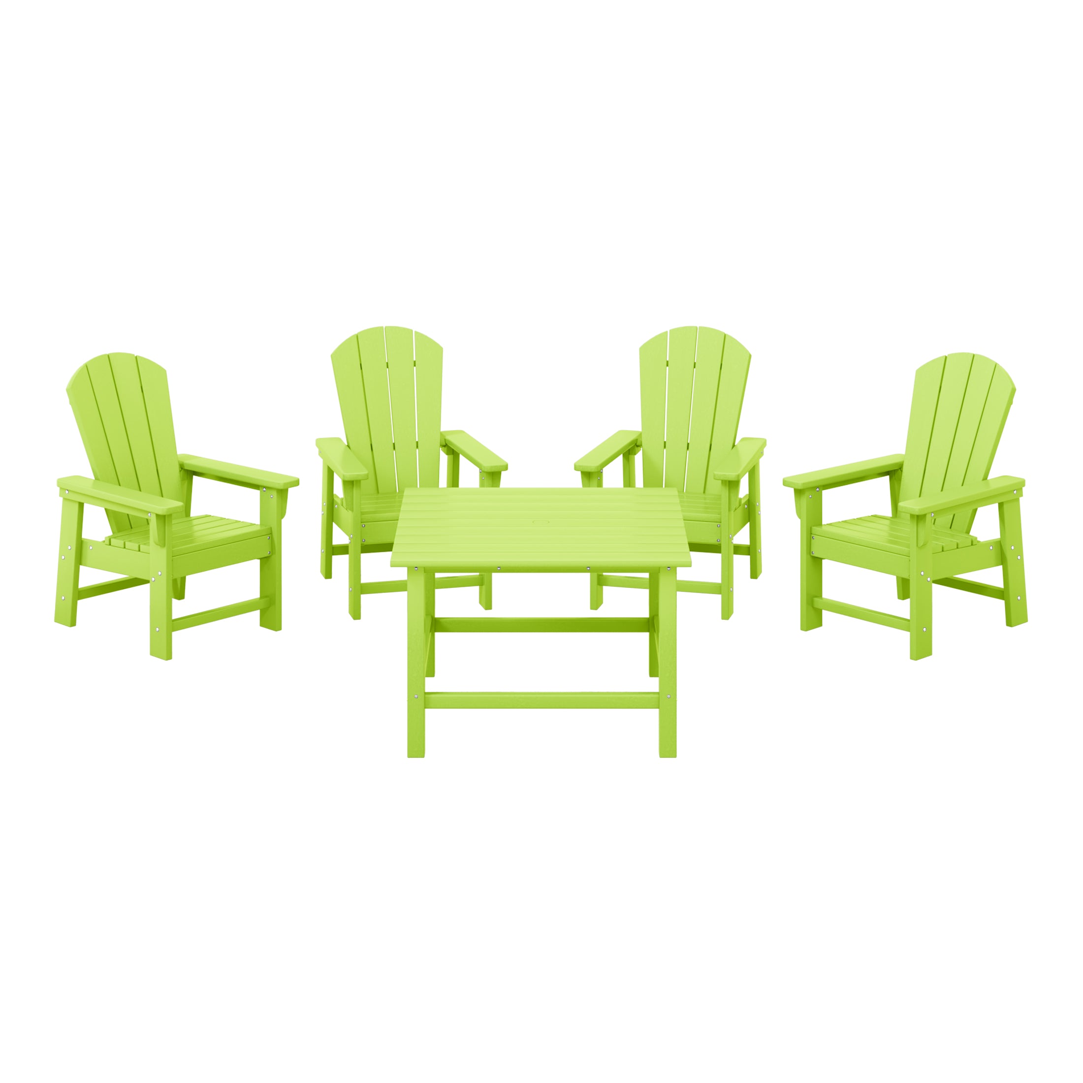Paradise Kids 5-Piece HDPE Outdoor Square Patio Dining Table and Chairs Set