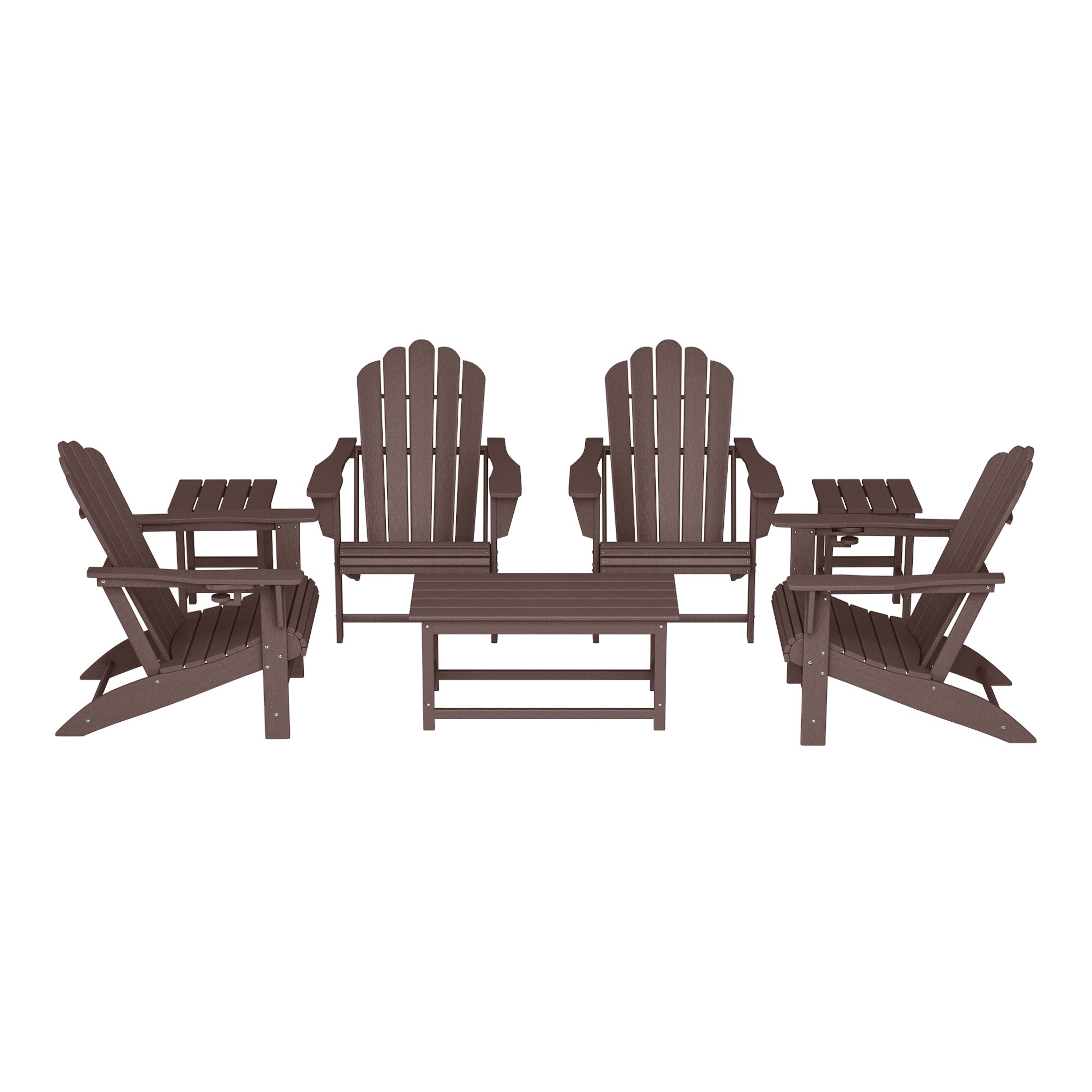 Lakeview 7-Piece HDPE Outdoor Patio Furniture Adirondack Conversation Set