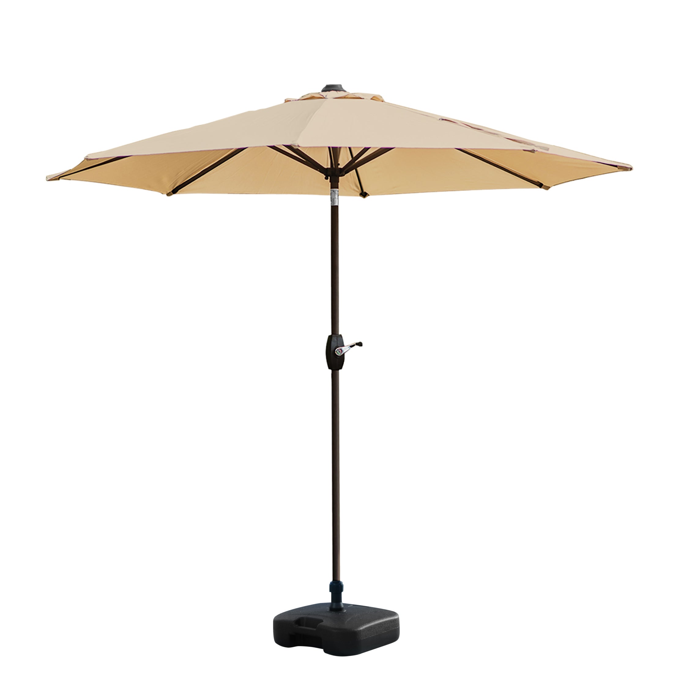 Cabana 9 ft. Patio Table Umbrella with tilt, crank features and free standing square shape weight base kit