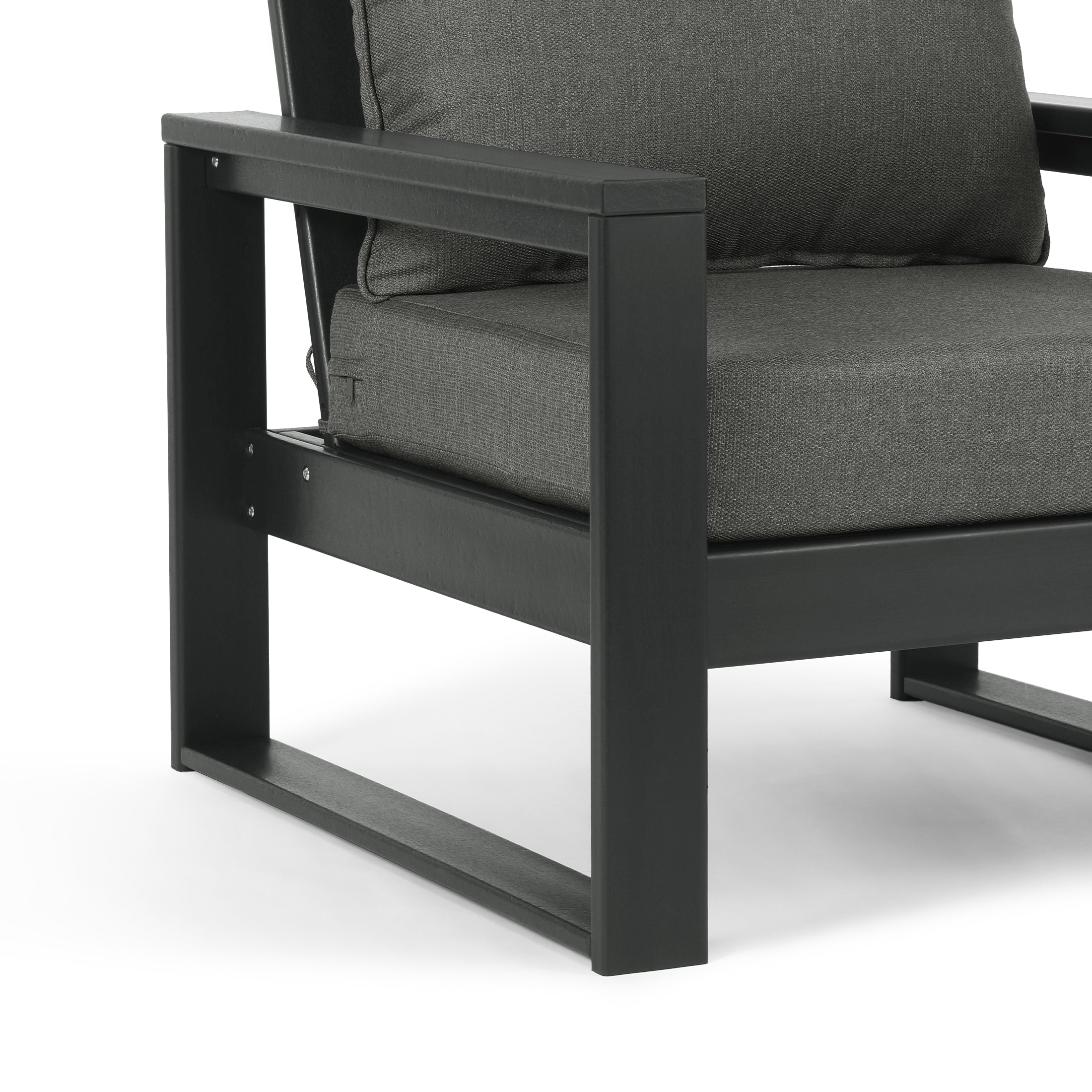 Rockaway Outdoor Modern HDPE Patio Club Chair with Waterproof Deep Seat Cushions (Set of 2)