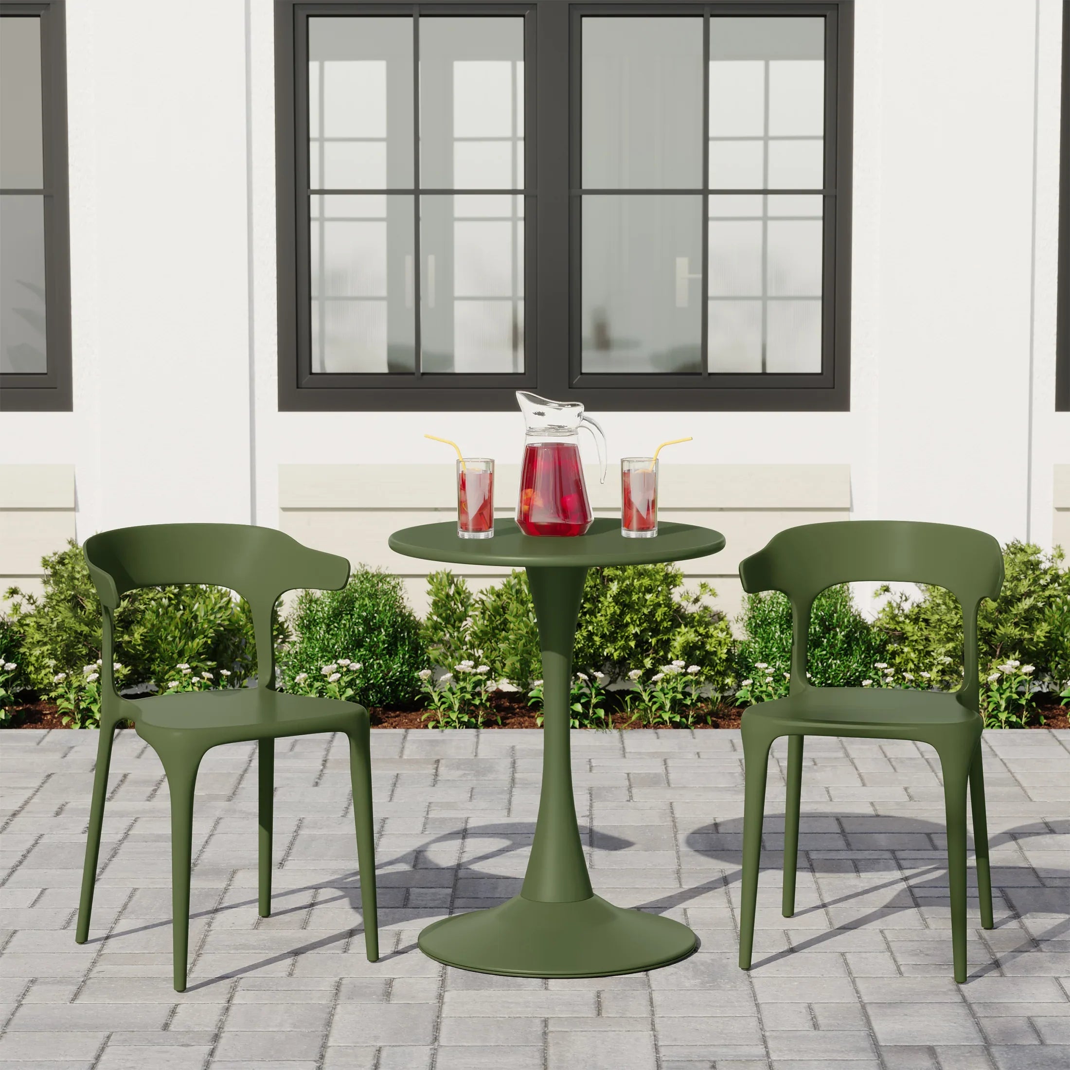 Sunshine Modern Stackable Resin Plastic Patio Dining Chair (Set of 2)