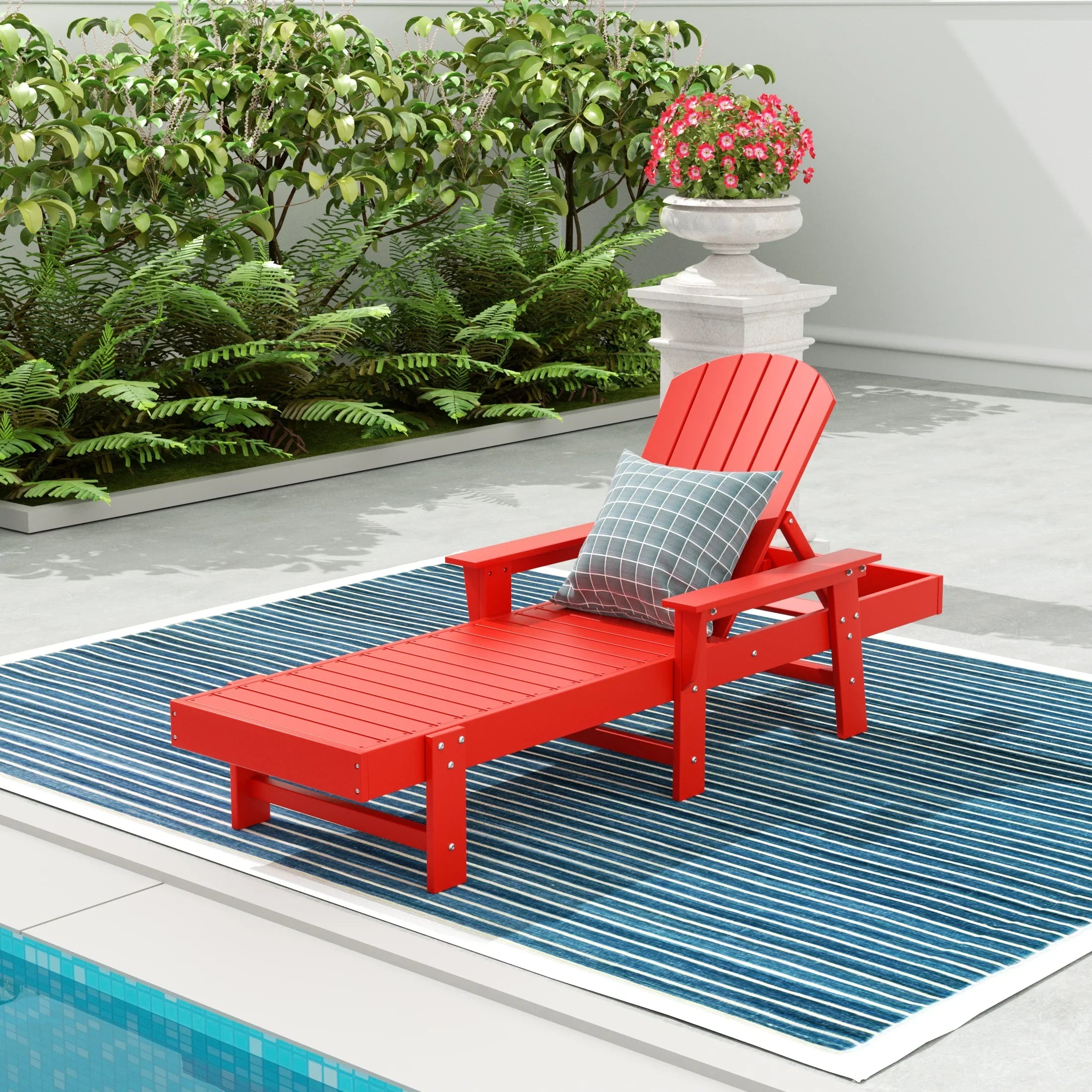 Portside Adirondack Poly Reclining Chaise Lounge With Arms