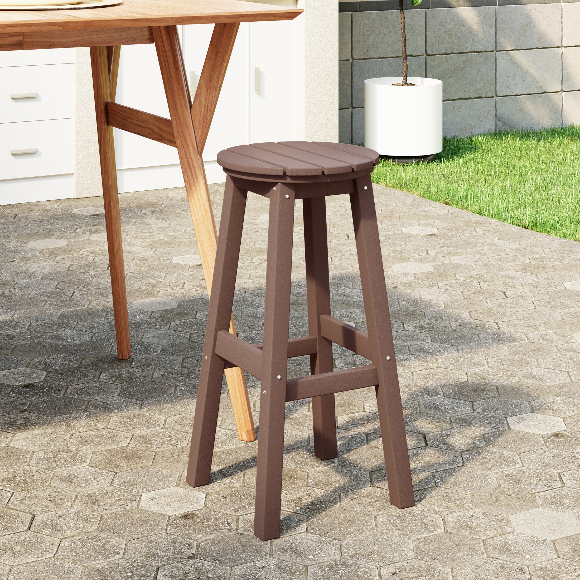 Paradise 29" HDPE Outdoor Patio Round Bar Stool