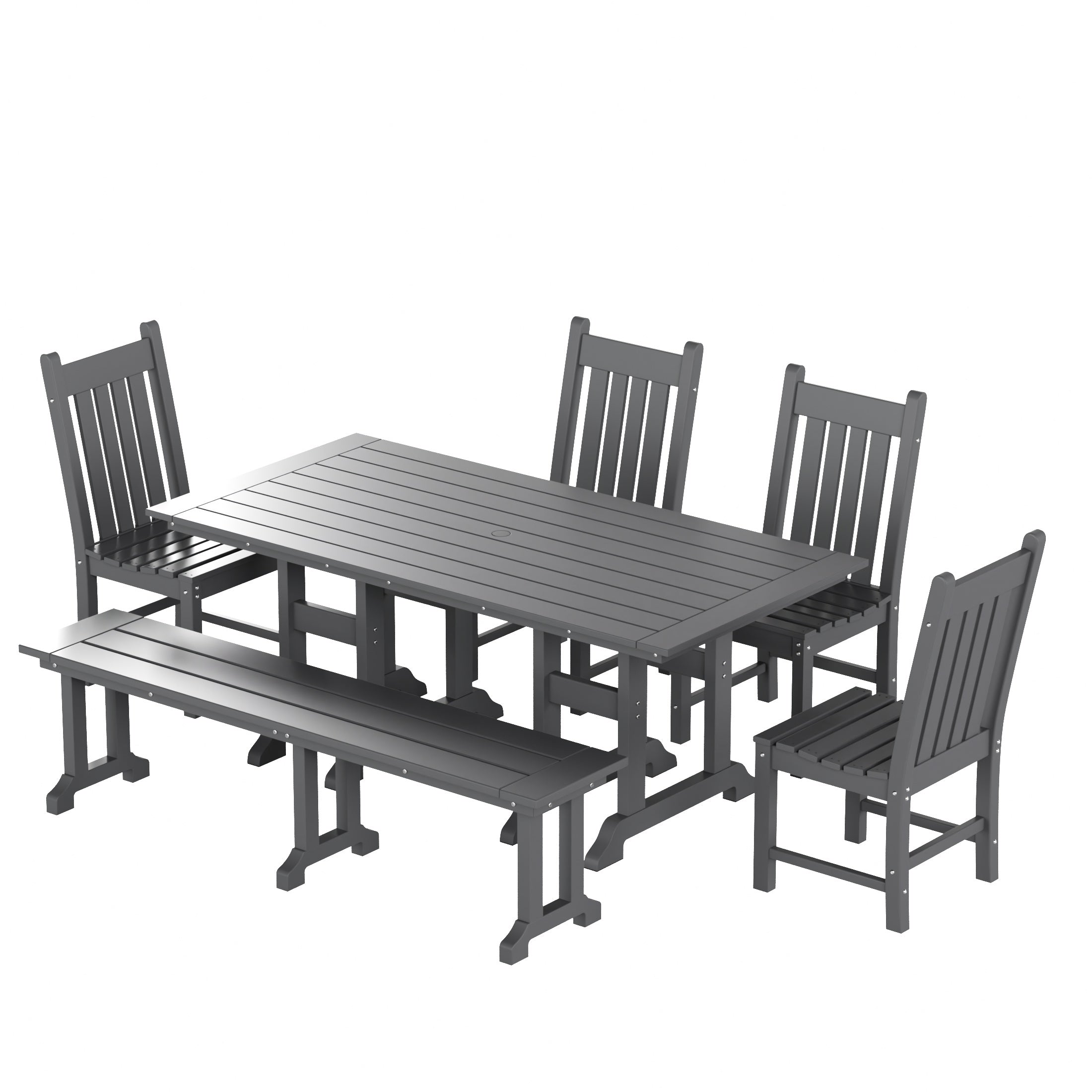 Paradise 6-Piece Outdoor Patio Dining Set Outdoor Table and Bench Chair Set