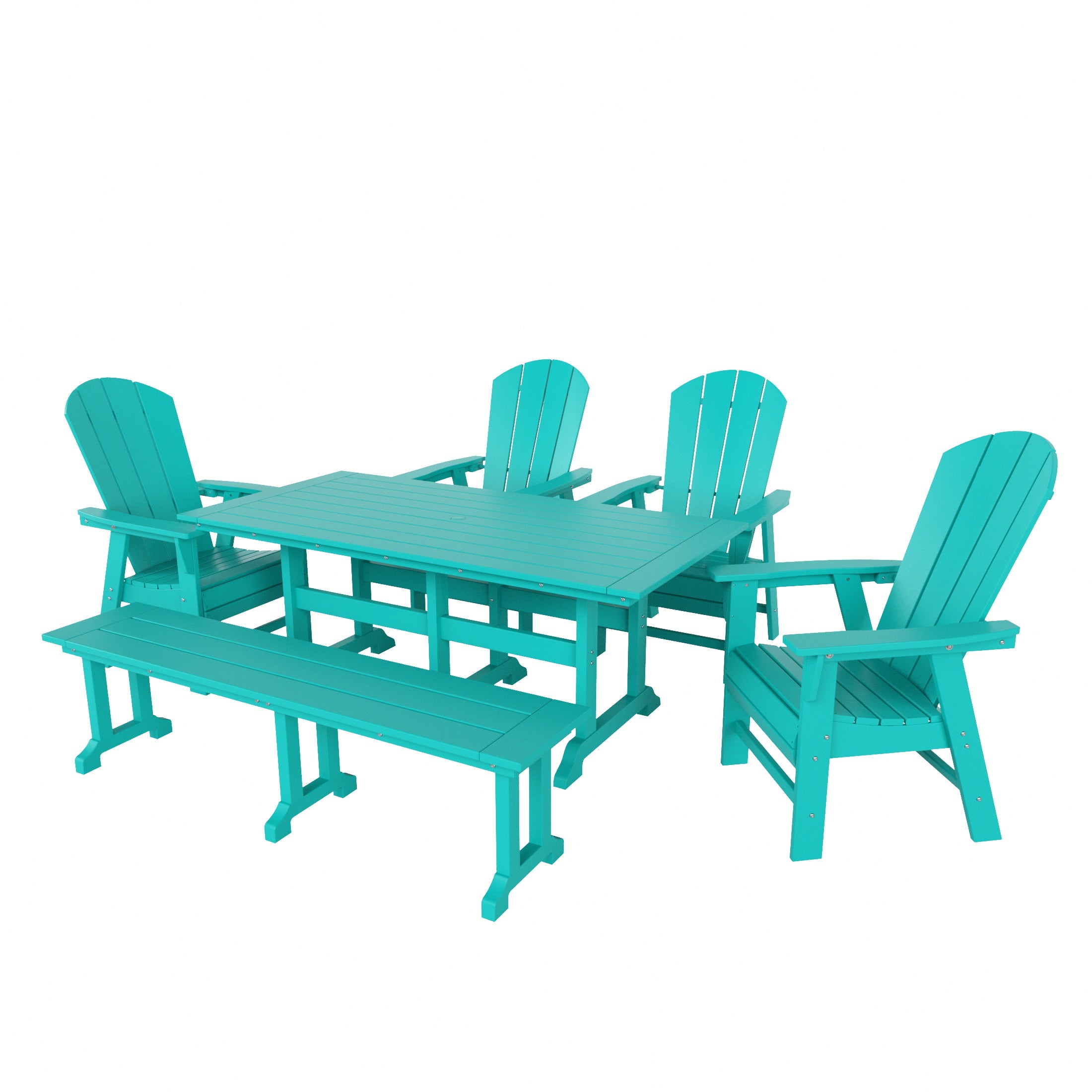 Paradise 6 Piece Outdoor Patio Dining Table and Armchair Dining Bench Set