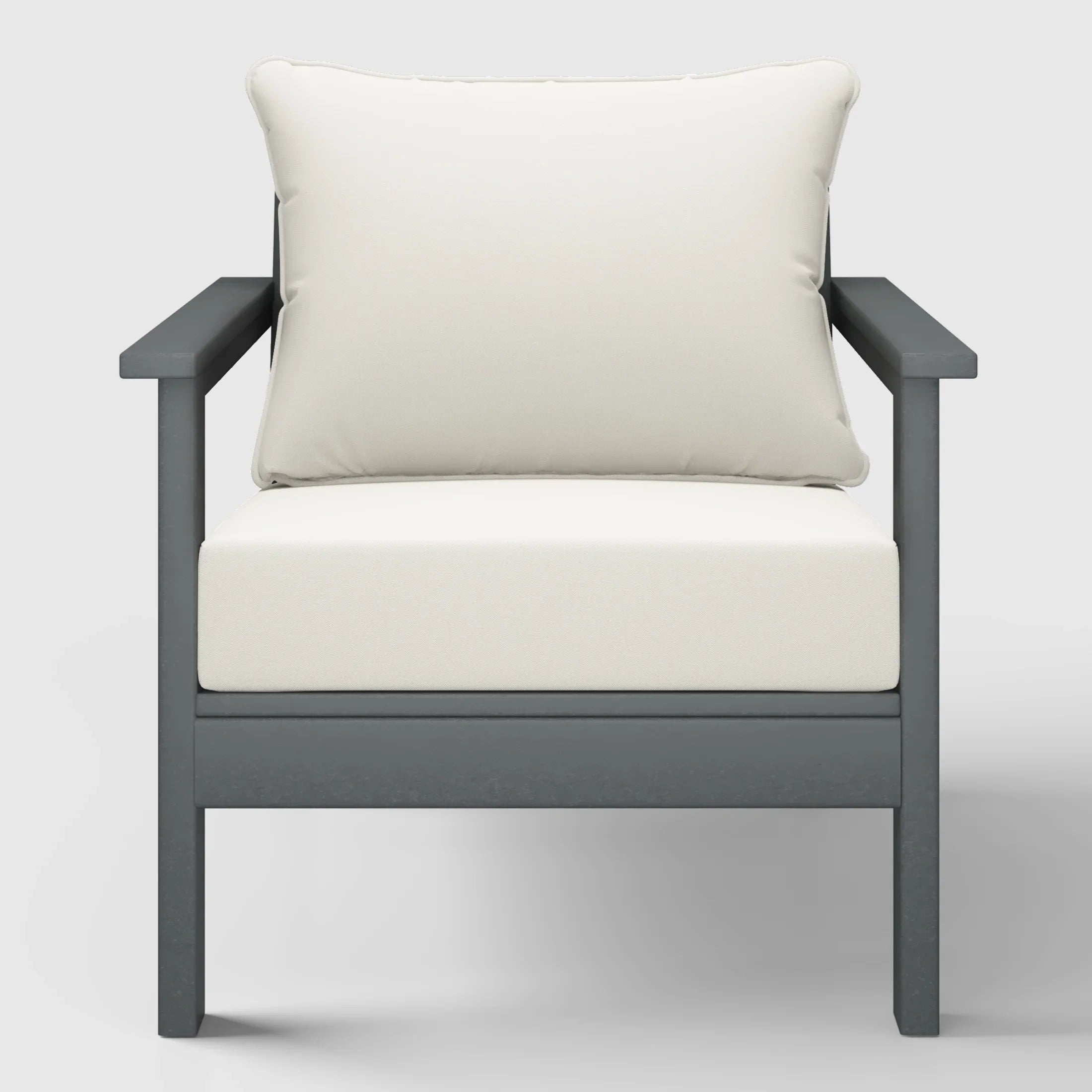 Portsmouth Outdoor Modern HDPE Patio Club Chair with Deep Seat Cushions