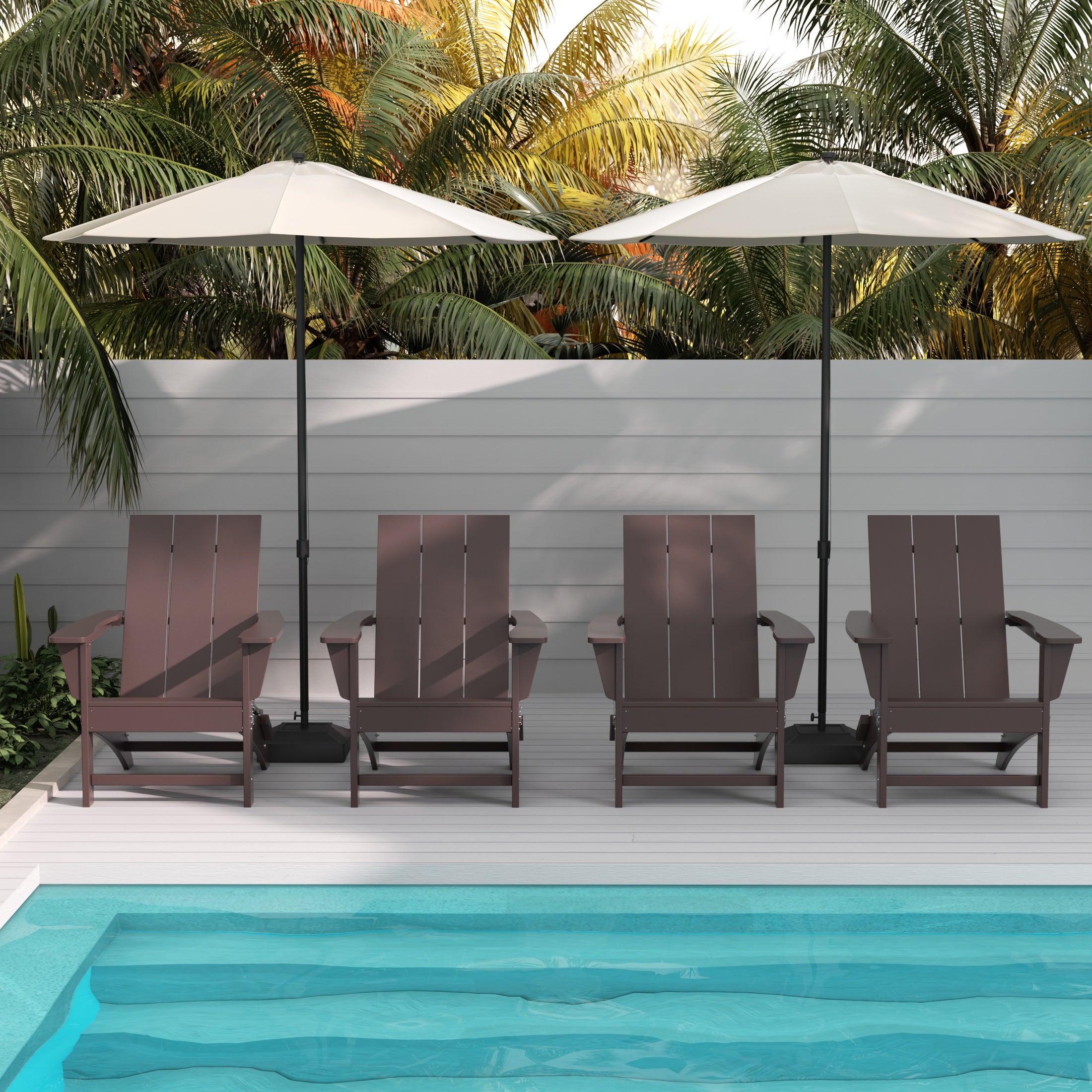 Palms Modern Outdoor Folding Adirondack Chair (Set of 4)