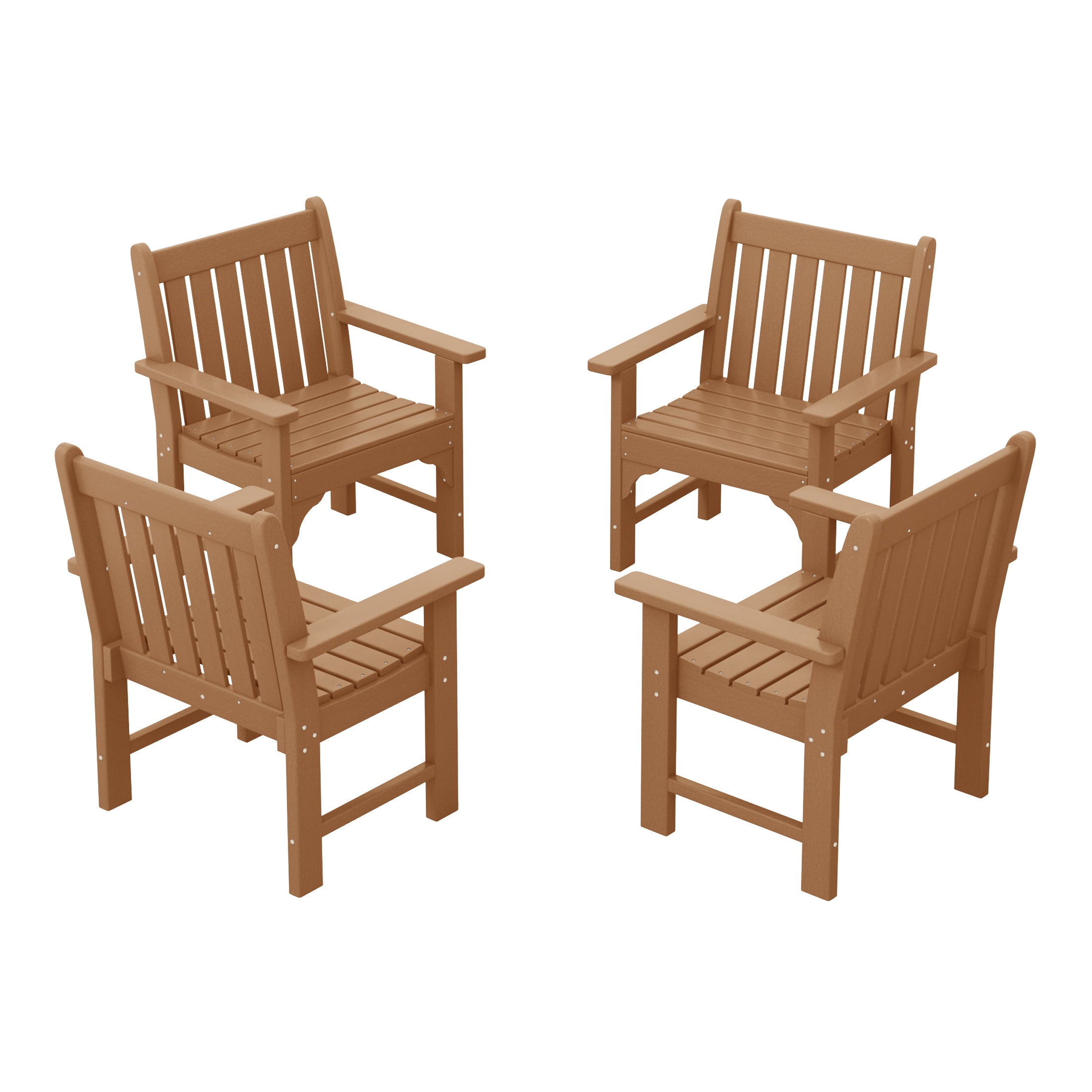 Paradise Outdoor Patio HDPE Adirondack Dining Arm Chairs (Set of 4)