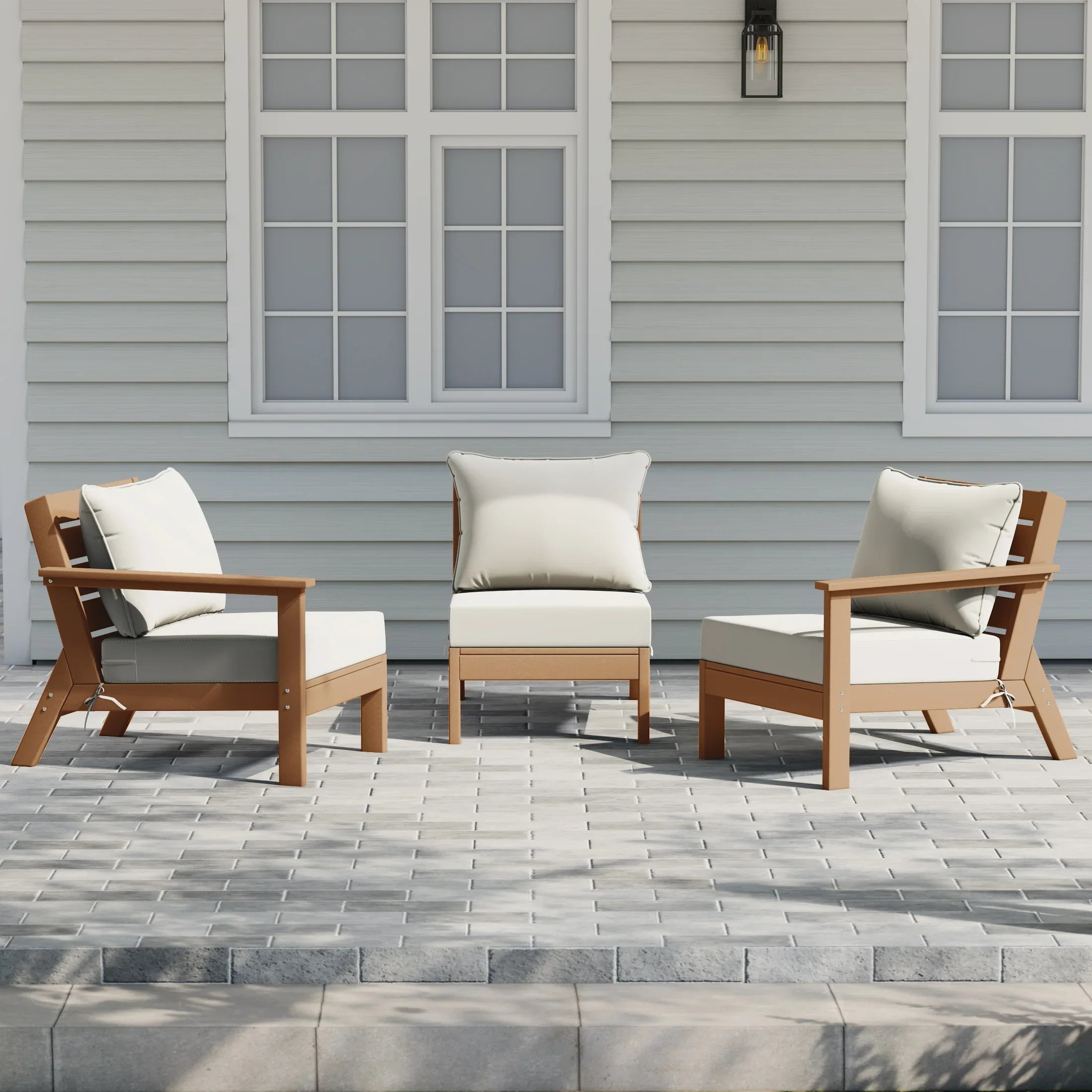 Portsmouth Outdoor Patio HDPE Sectional Sofa with Patio Cushions