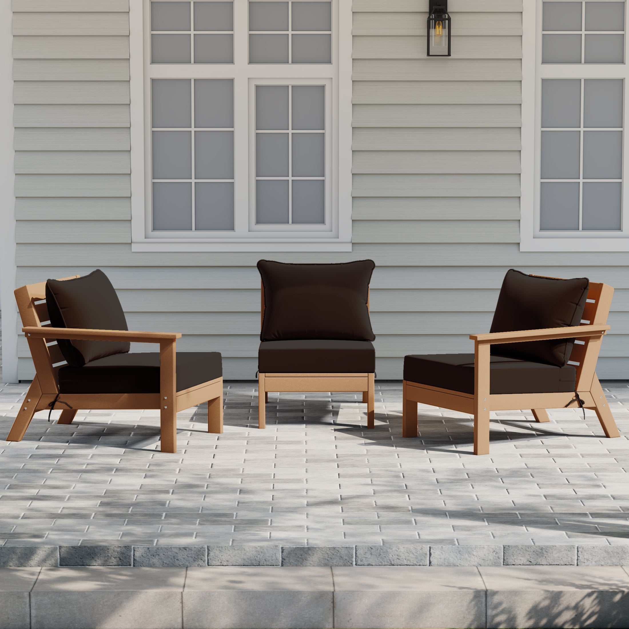 Portsmouth Outdoor Patio HDPE Sectional Sofa with Patio Cushions