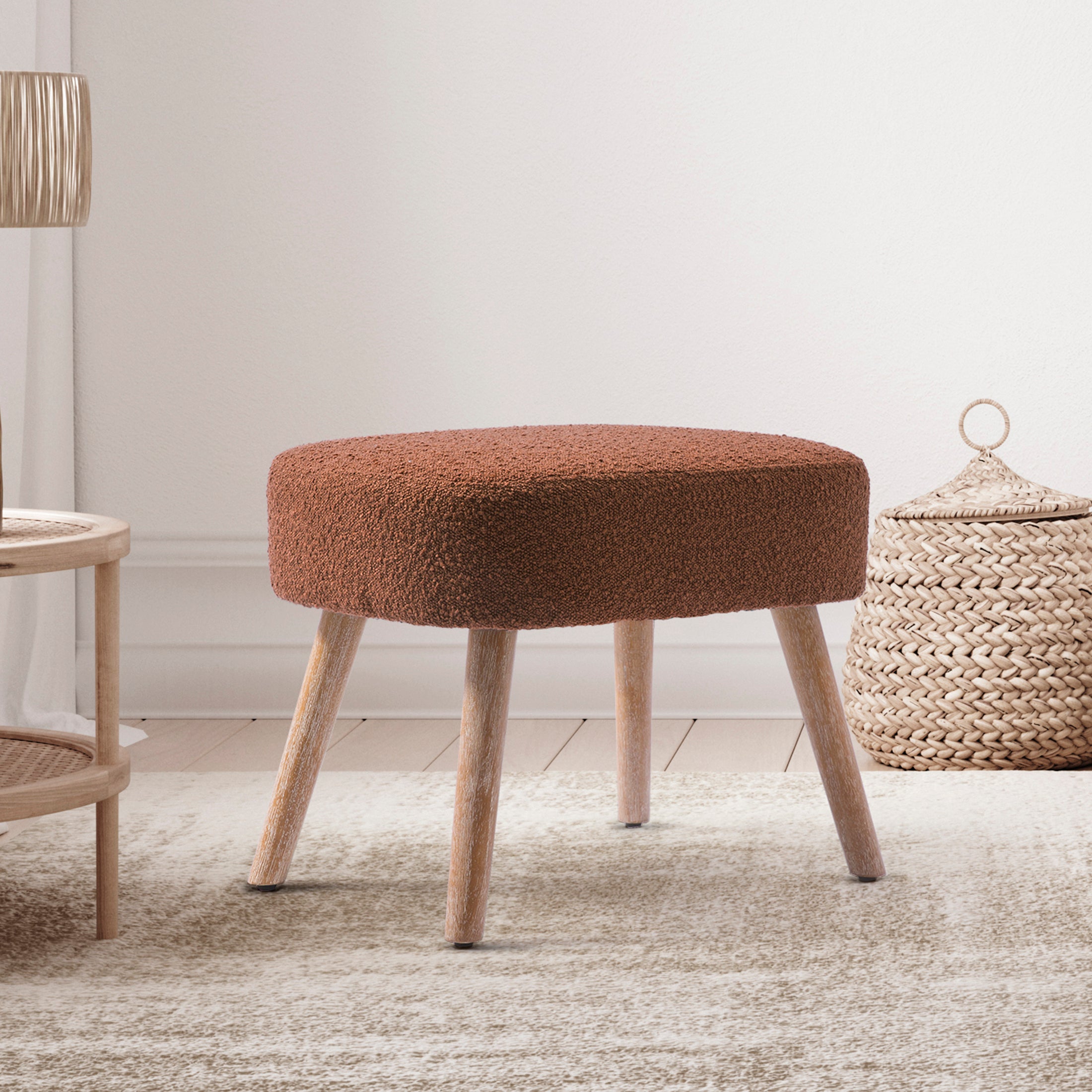 Amélie 21" Wide Square Upholstered Cushion Ottoman Foot Stool