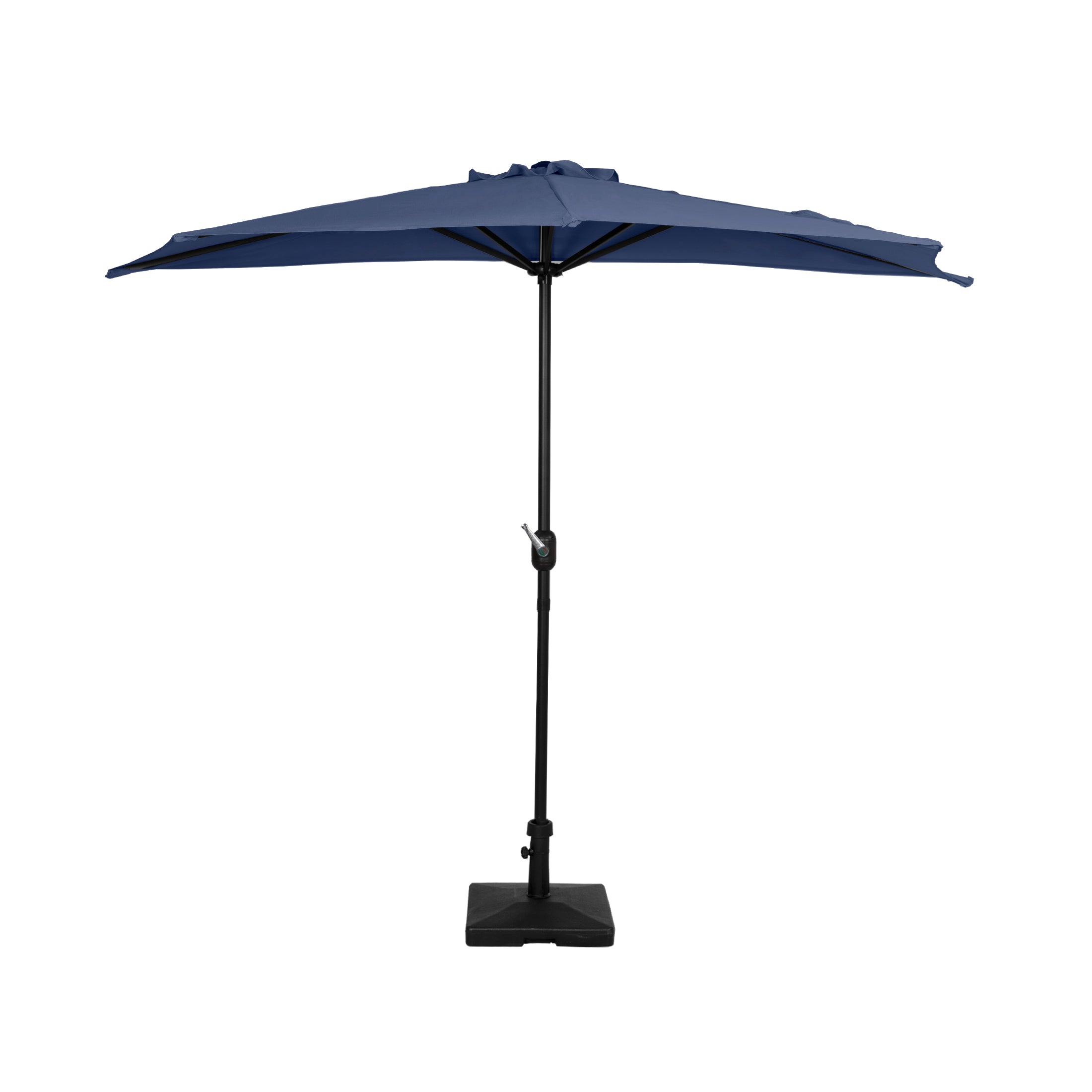 Easton 9 ft. Aluminum Half Market Crank Lift Patio Umbrella with Base