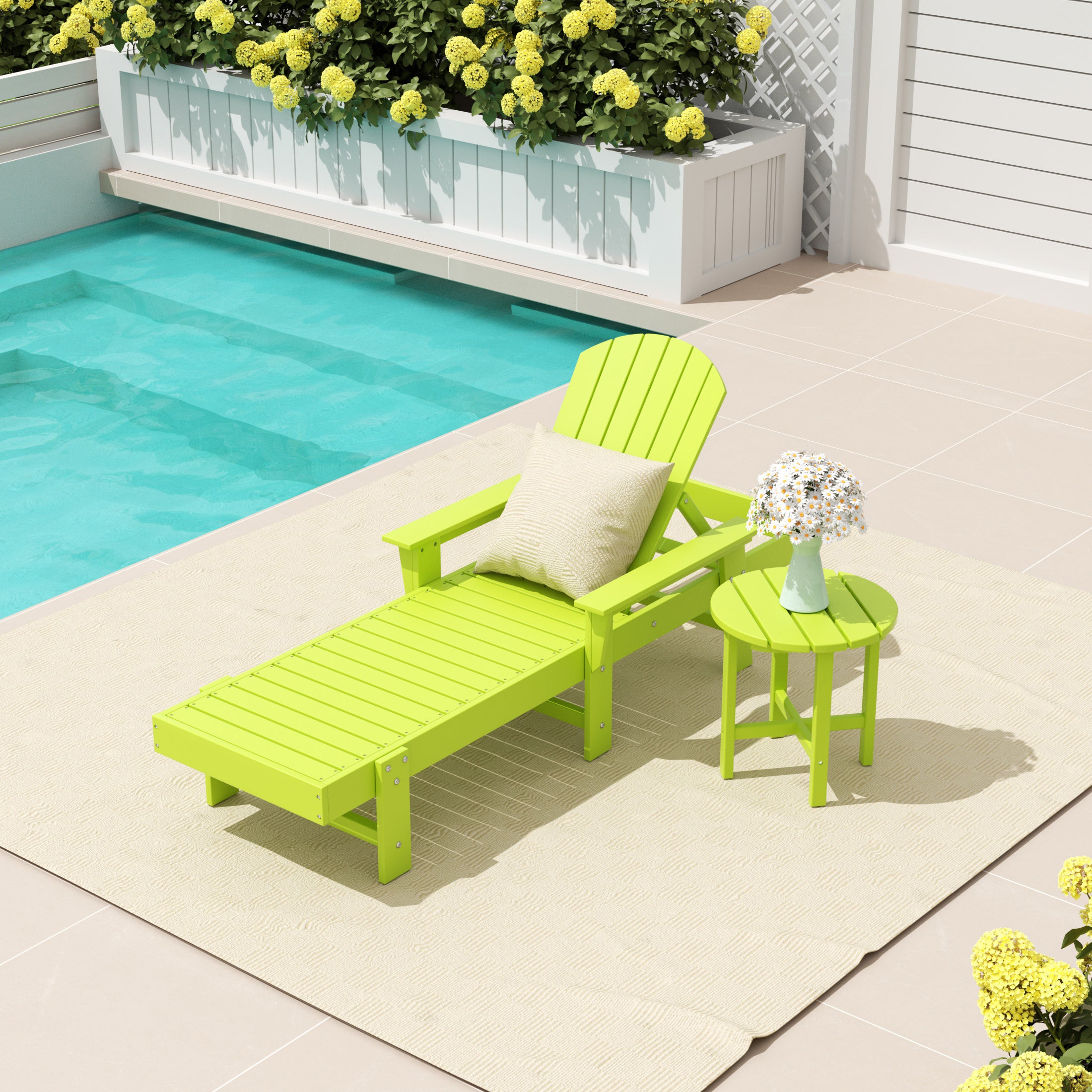 Portside 2 Piece Adirondack Reclining Chaise Lounge With Arms