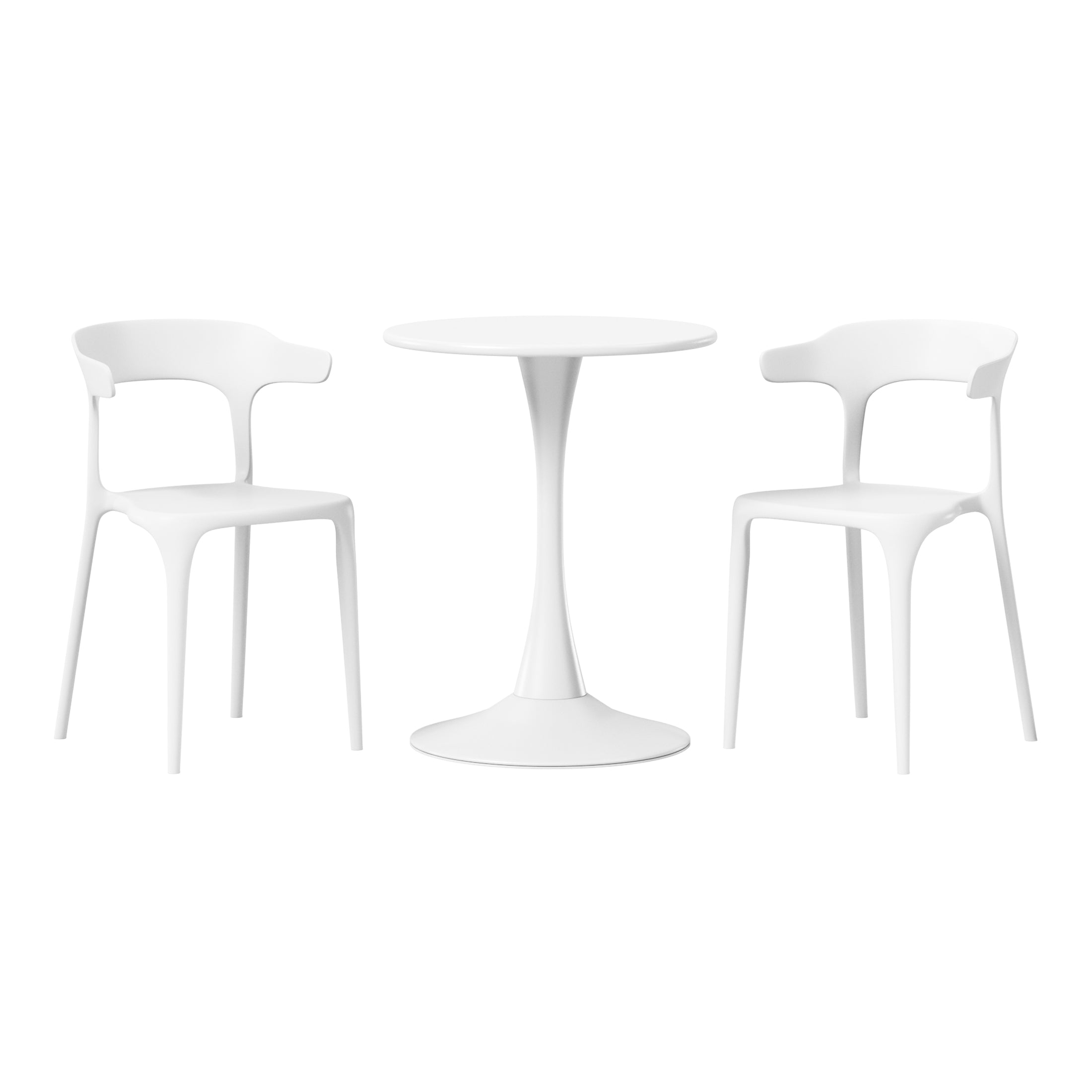 Sunshine 3-Piece Outdoor Metal Patio Dining Table Set With Stackable Modern Patio Side Chairs