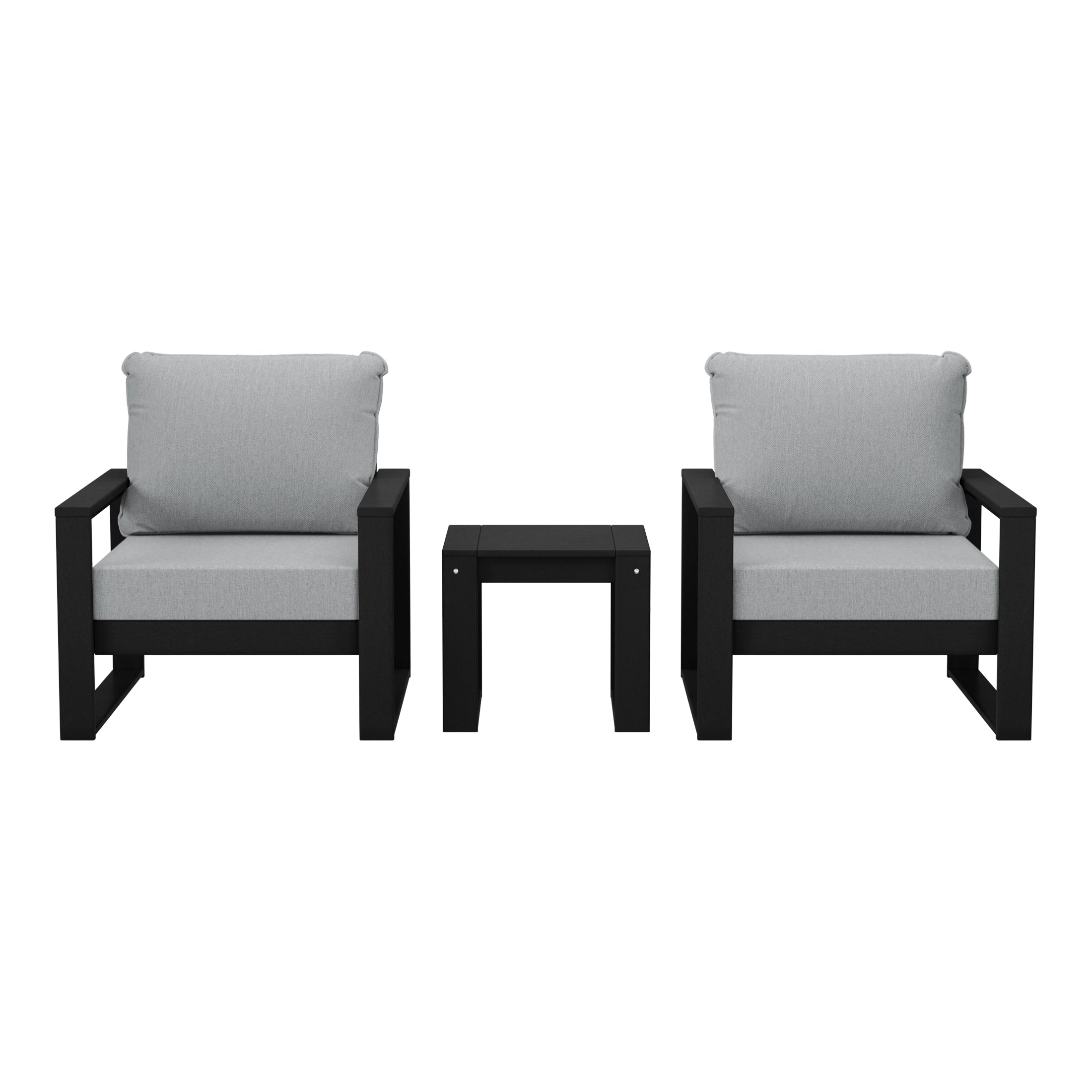 Rockaway Outdoor Modern 3-Piece HDPE Patio Sofa Set with Side Table