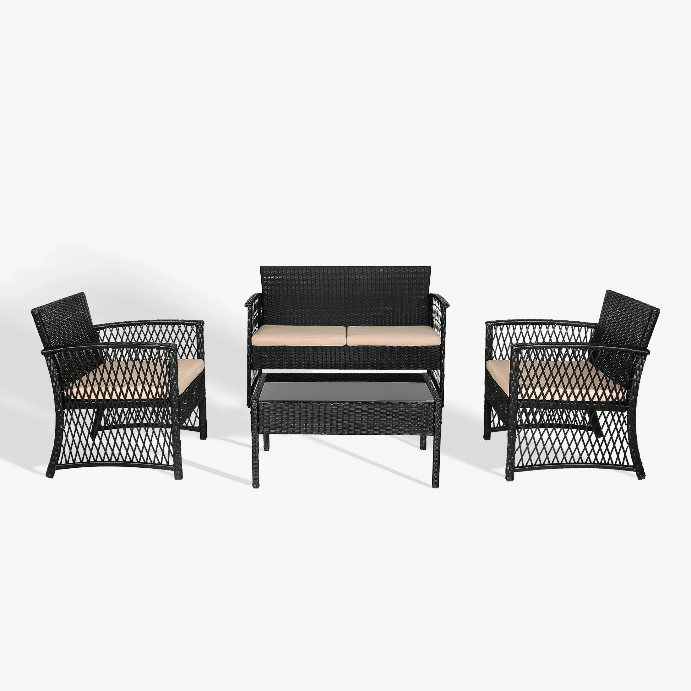 Estela 4-Piece Outdoor Patio Wicker Conversation Set