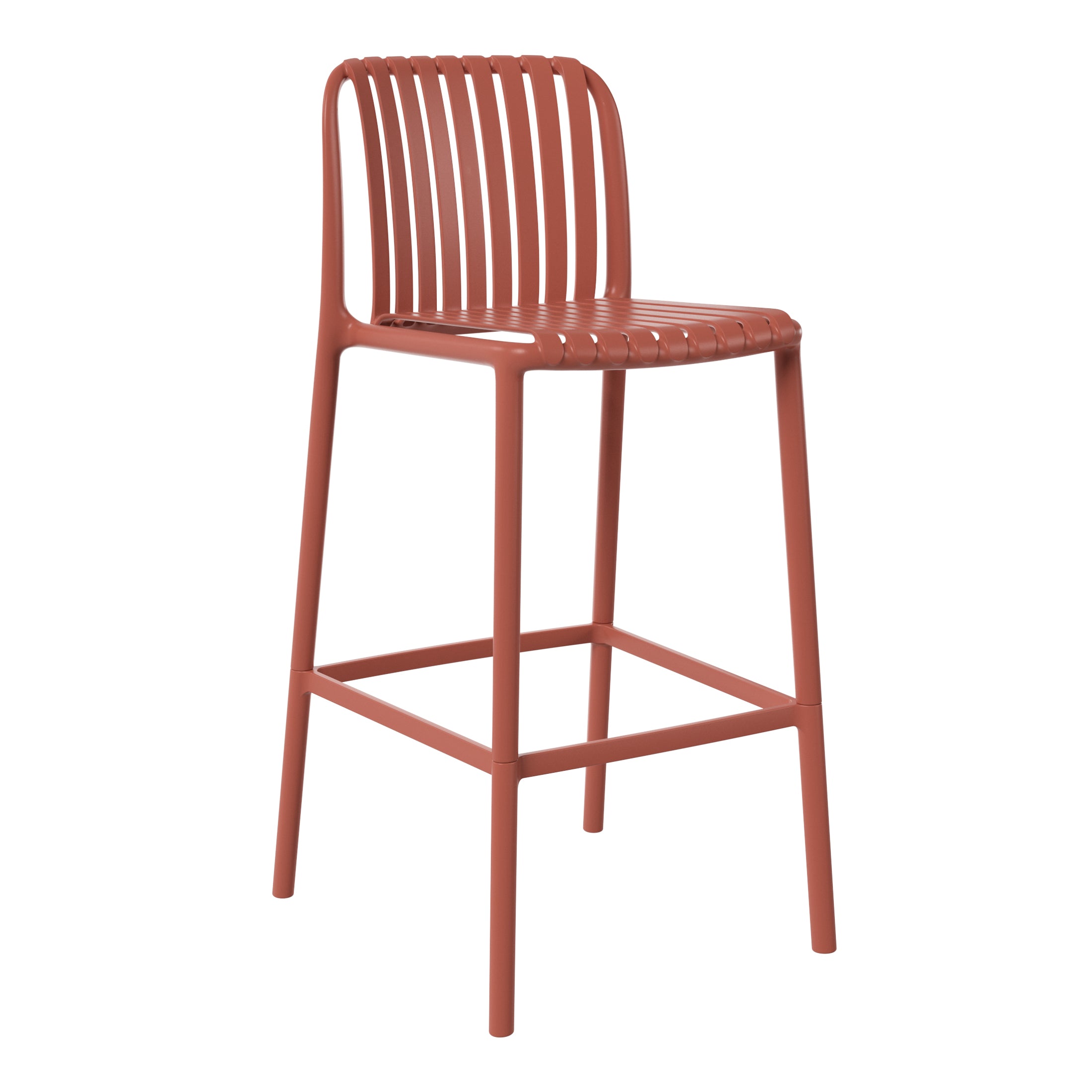 Sunshine 29.5" Outdoor Modern Polypropylene Plastic Patio Bar Height Stools (Set of 2)
