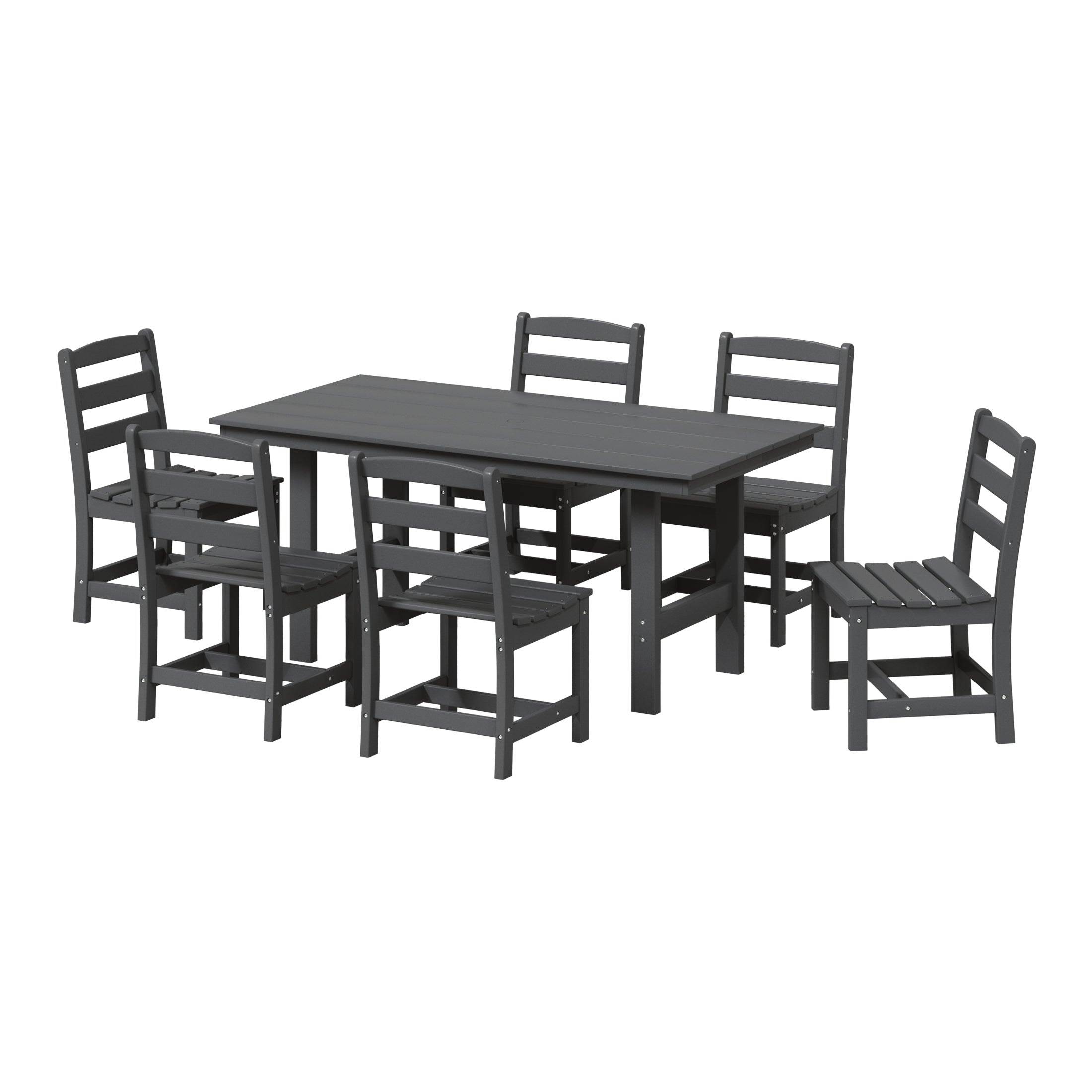 Palms 7-Piece HDPE Outdoor Rectangular Patio Dining Table Set with Side Chairs