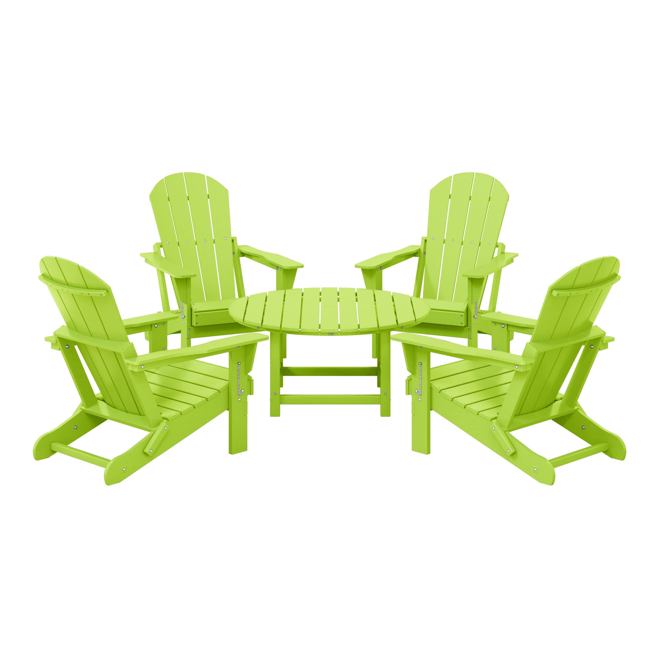 Paradise 5-Piece HDPE Folding Adirondack Chair Outdoor Patio Conversation Set