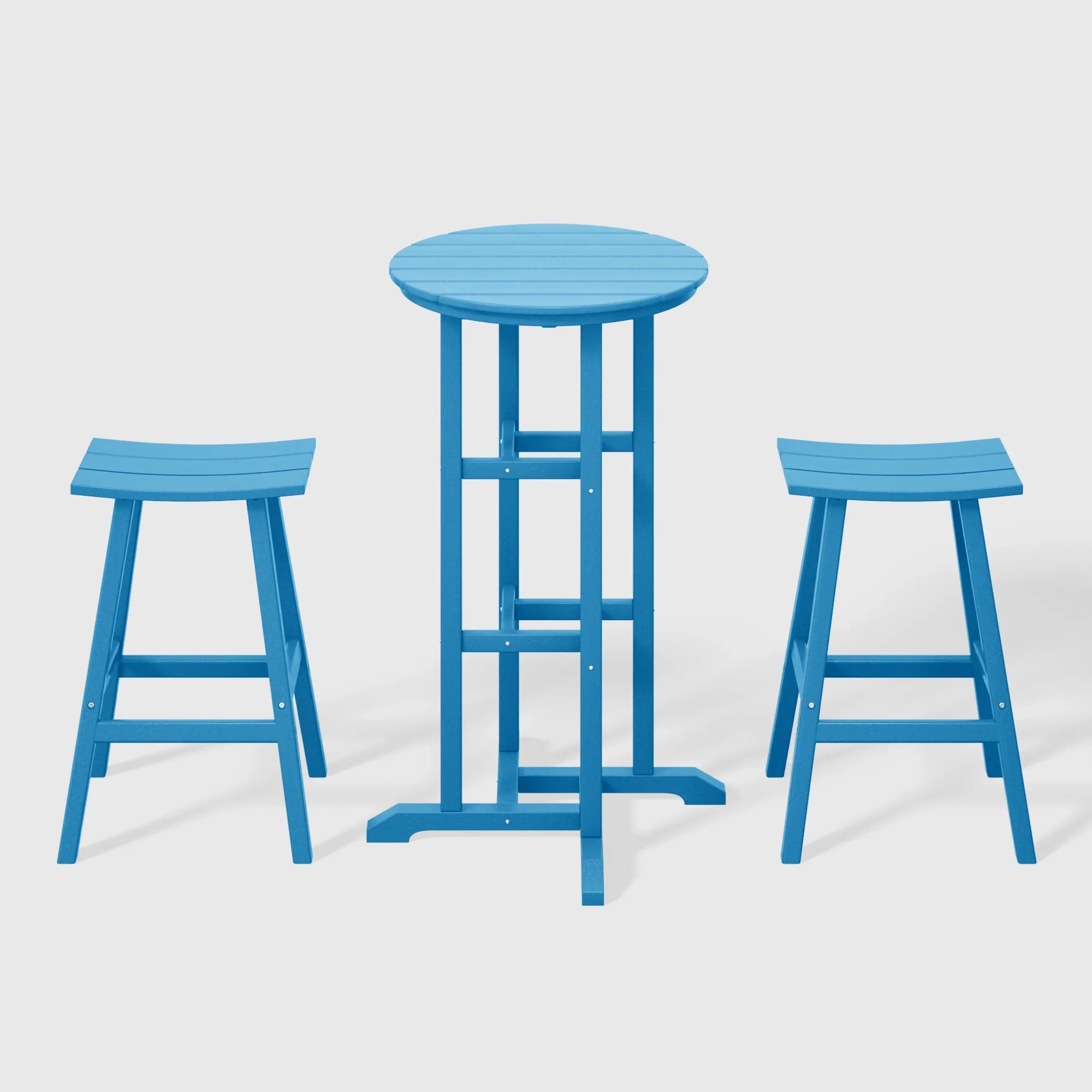 Paradise Outdoor Patio Bar Height Table and Bar Stool 3-Piece Dining Set