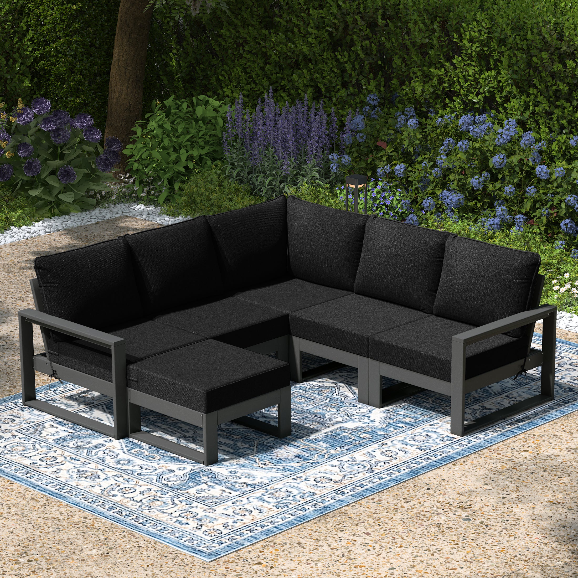 Rockaway 6-Piece Outdoor Patio Corner Sectional Sofa Conversation Set