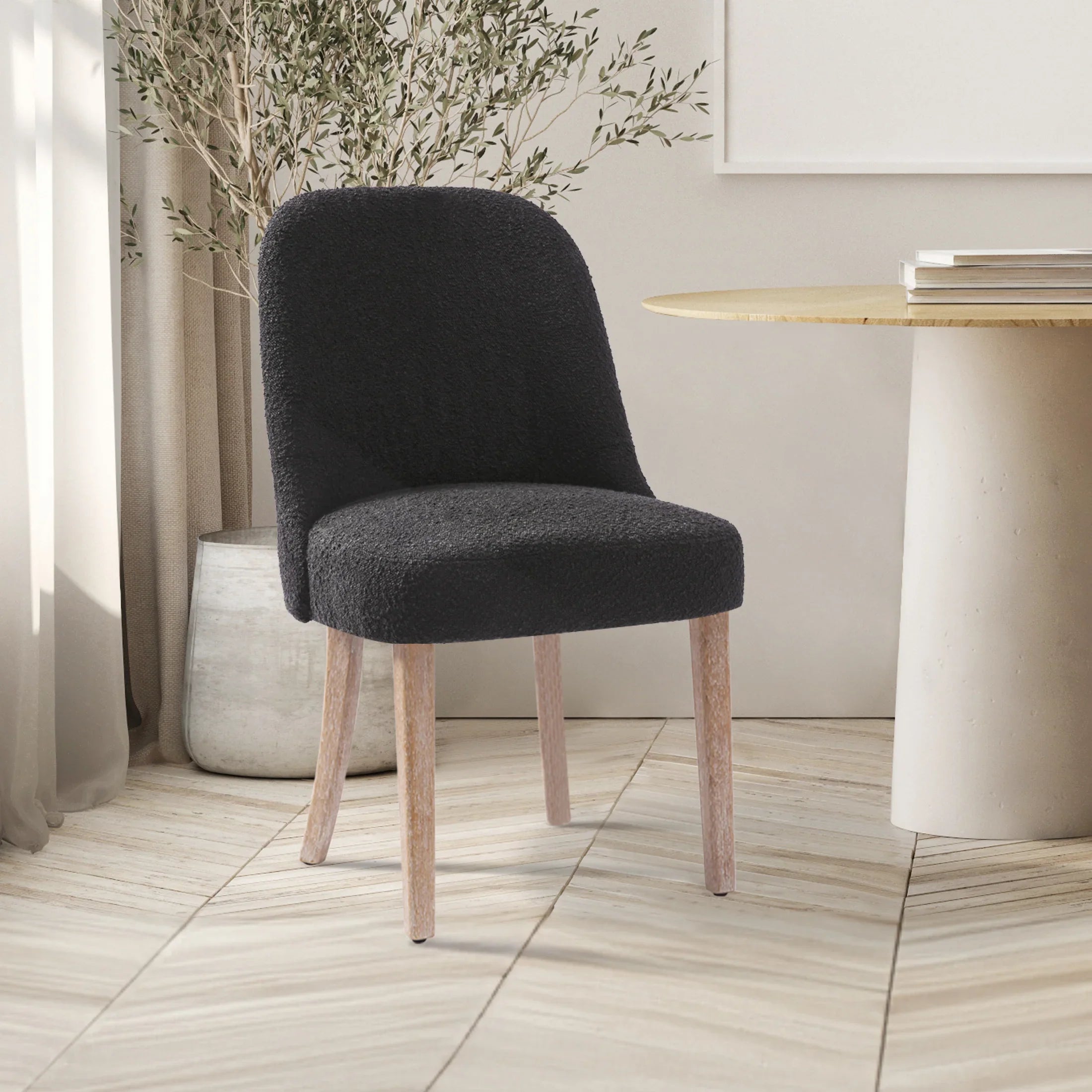Amélie Mid-Century Modern Upholstered Boucle Dining Chair