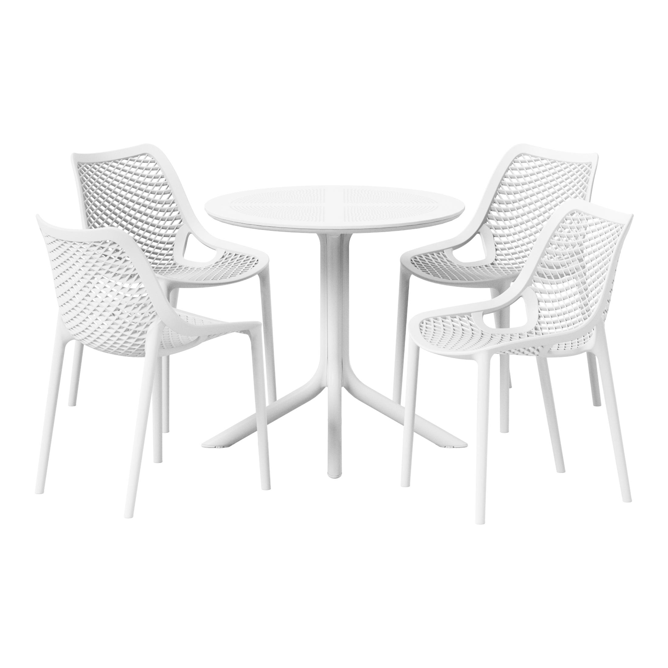 Sunshine 5-Piece Modern Round Patio Dining Table Set with Stackable Patio Dining Chairs
