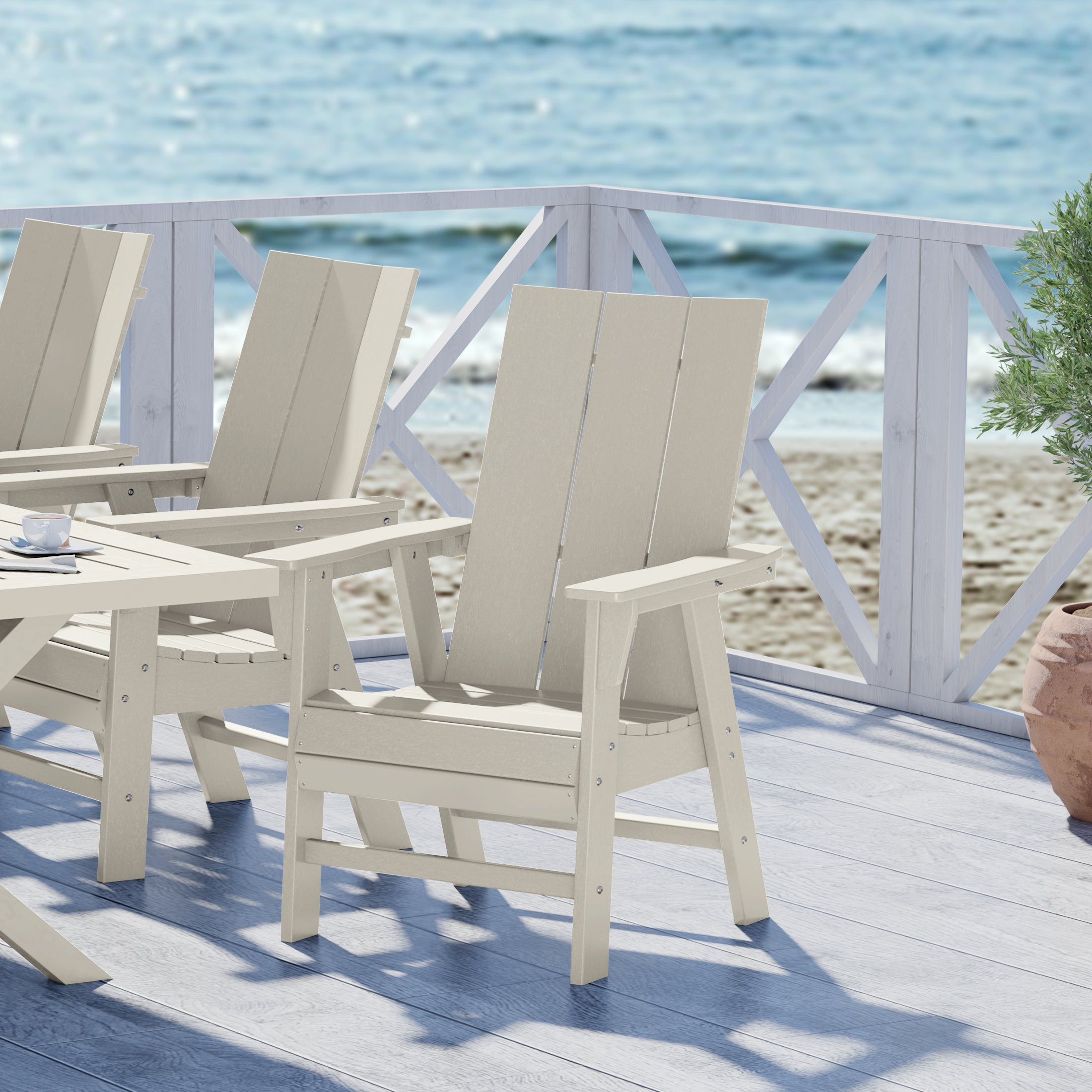 Palms Outdoor Patio HDPE Plastic Modern Adirondack Dining Chair