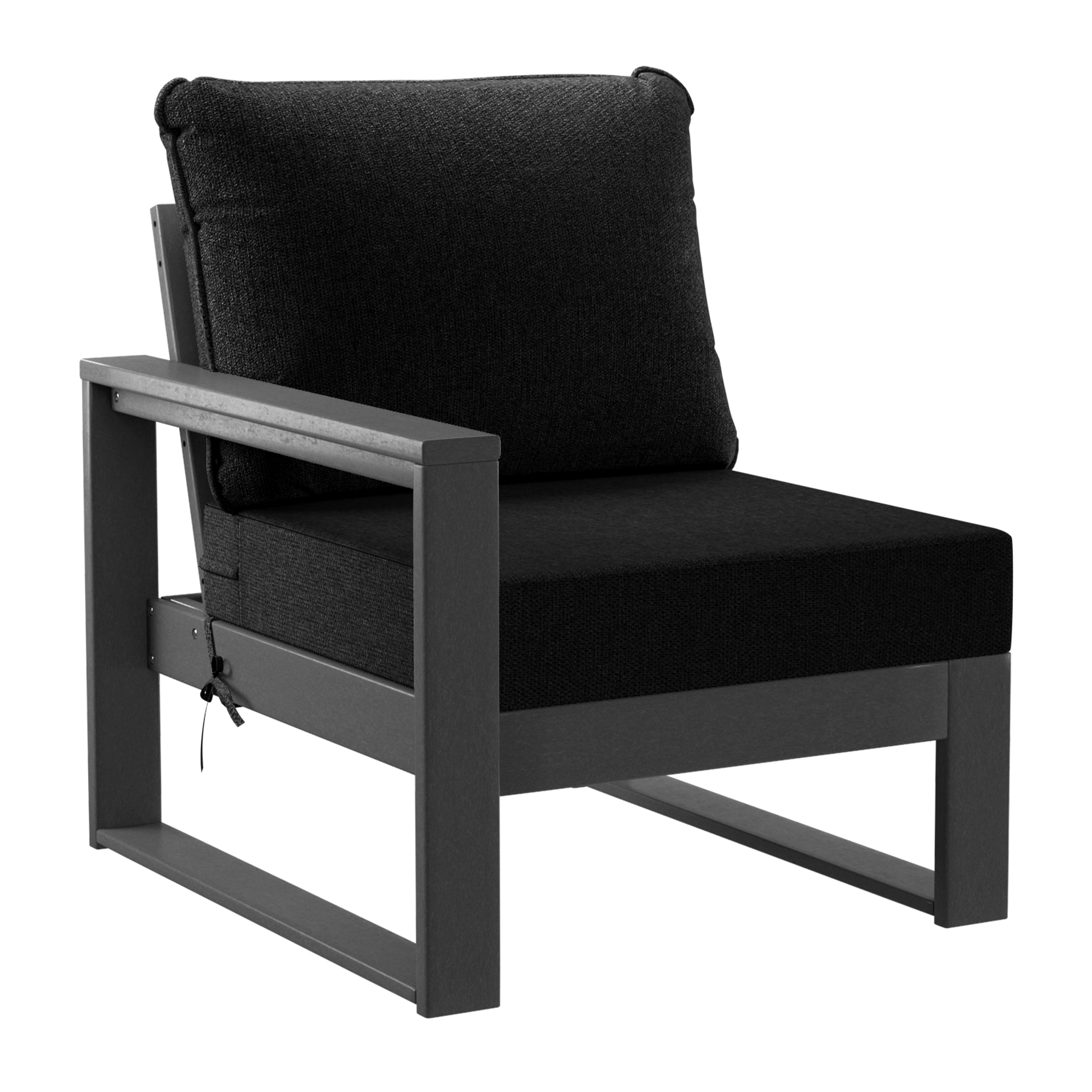 Rockaway 8-Piece Modern HDPE Outdoor Patio Furniture Conversation Set with Coffee Table and Ottomans