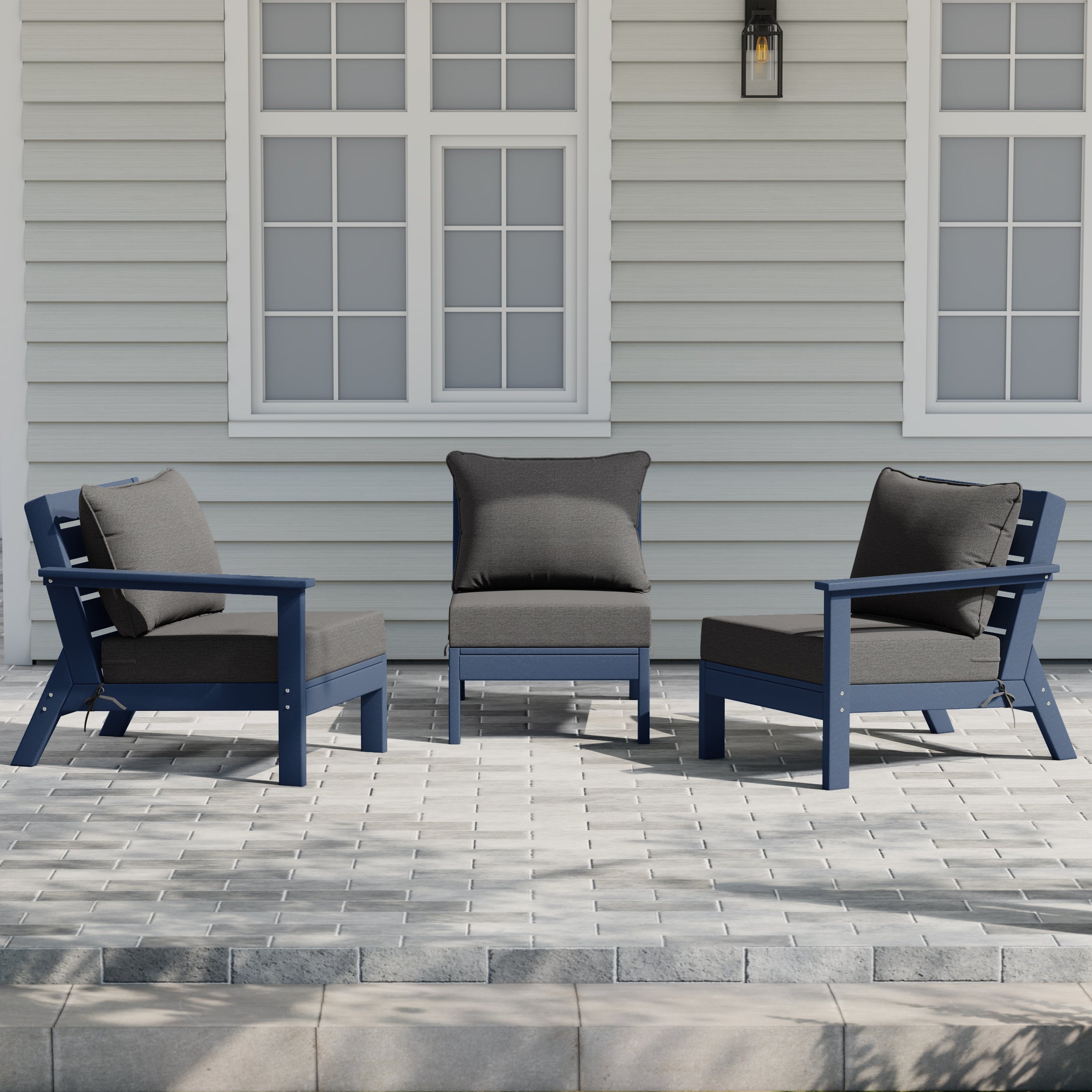 Portsmouth Outdoor Patio HDPE Sectional Sofa with Patio Cushions