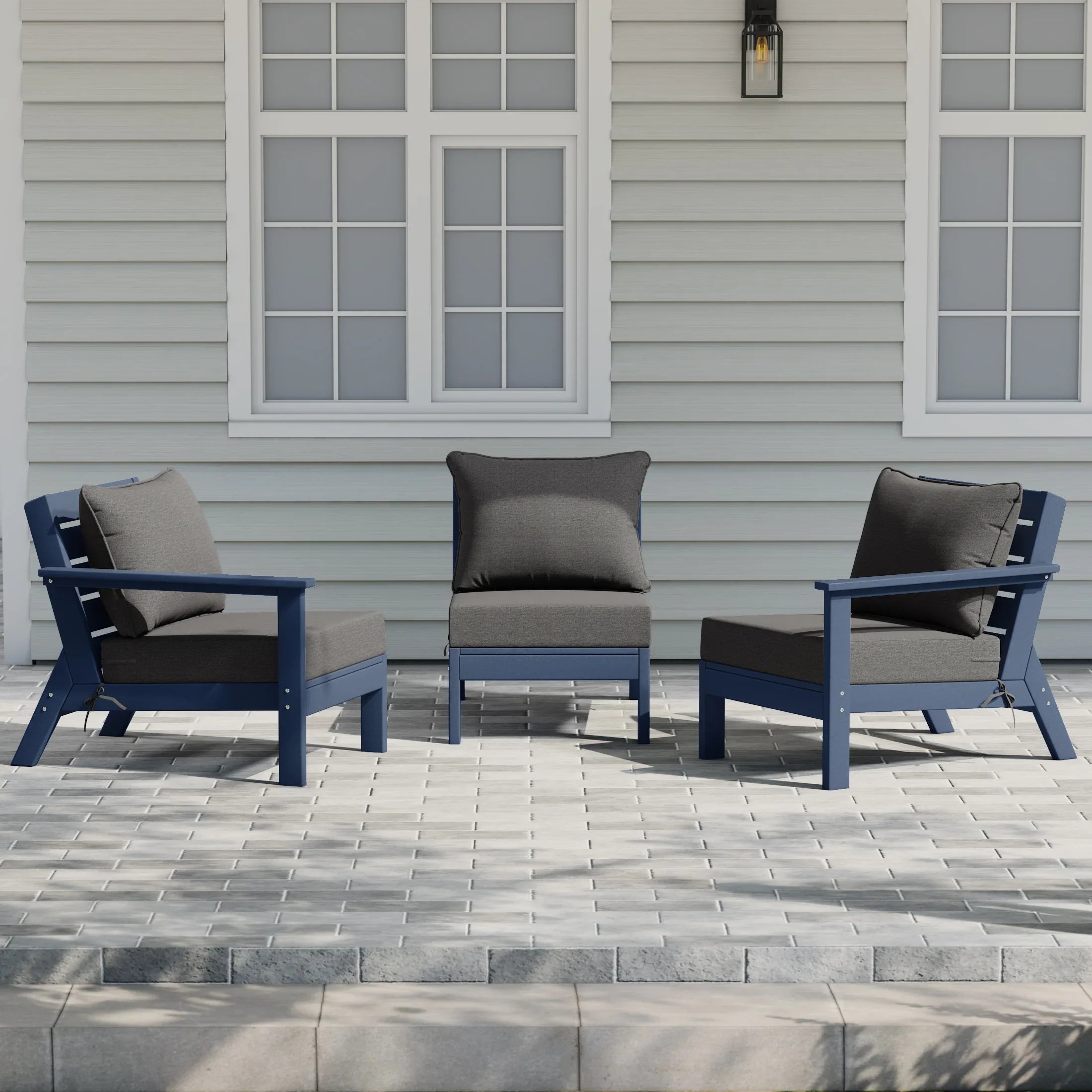 Portsmouth Outdoor Patio HDPE Sectional Sofa with Patio Cushions