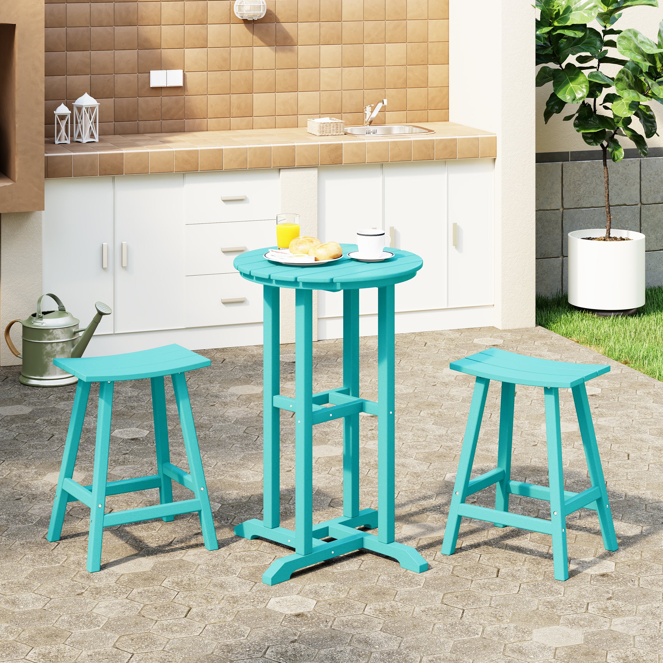Paradise Outdoor Patio Counter Height Bar Stools Bistro Bar Table Set