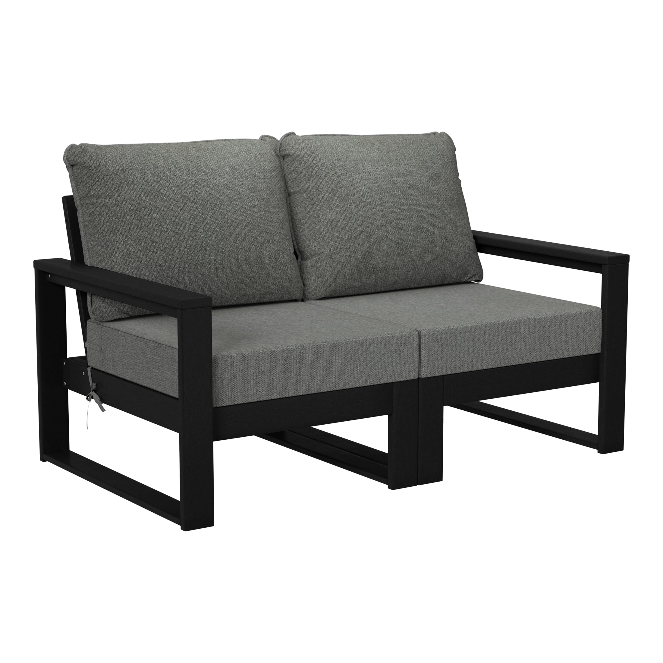 Rockaway Outdoor HDPE All-Weather Modern Patio Loveseat with Waterproof Cushions