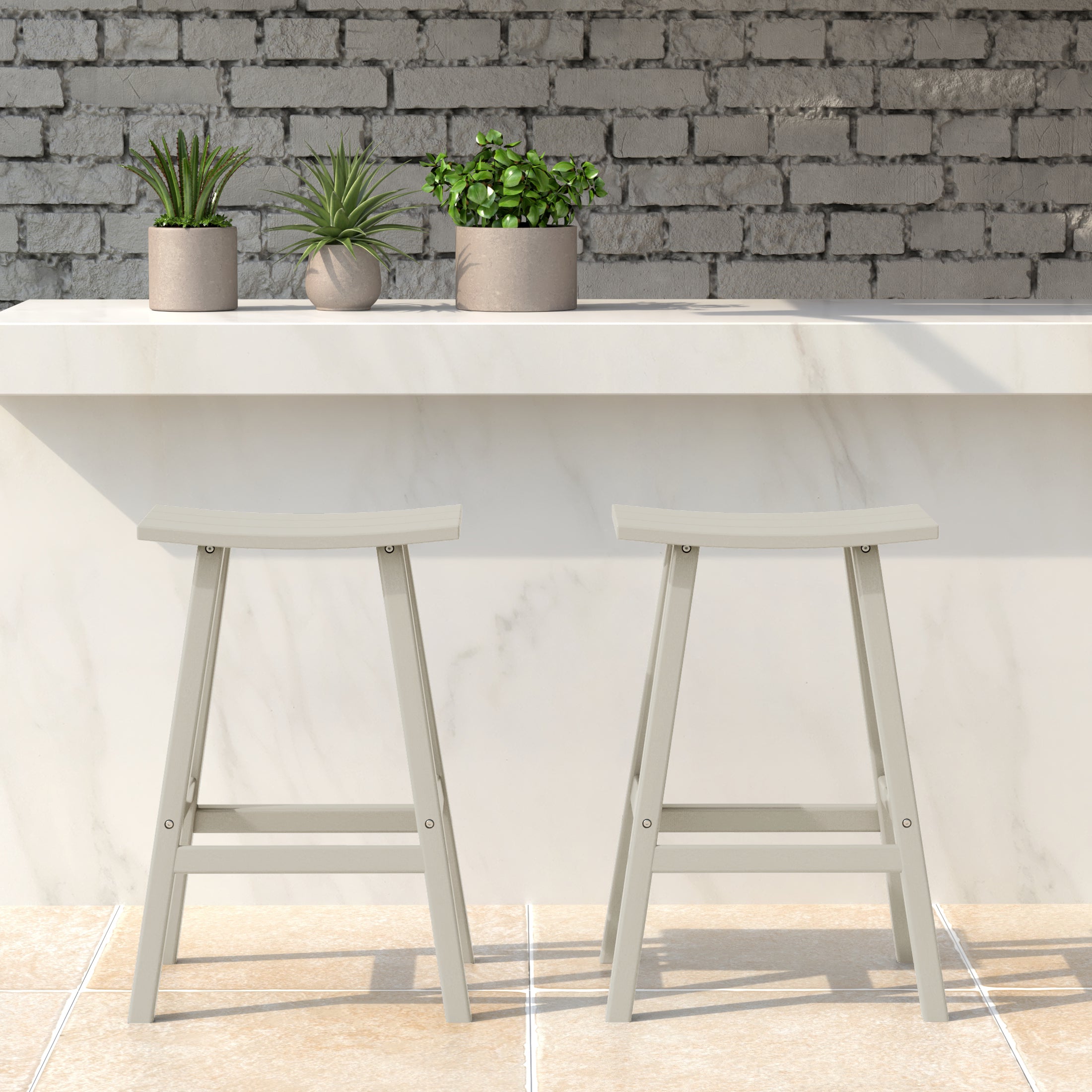 Paradise 24" HDPE Outdoor Patio Counter Height Bar Stools (Set of 2)