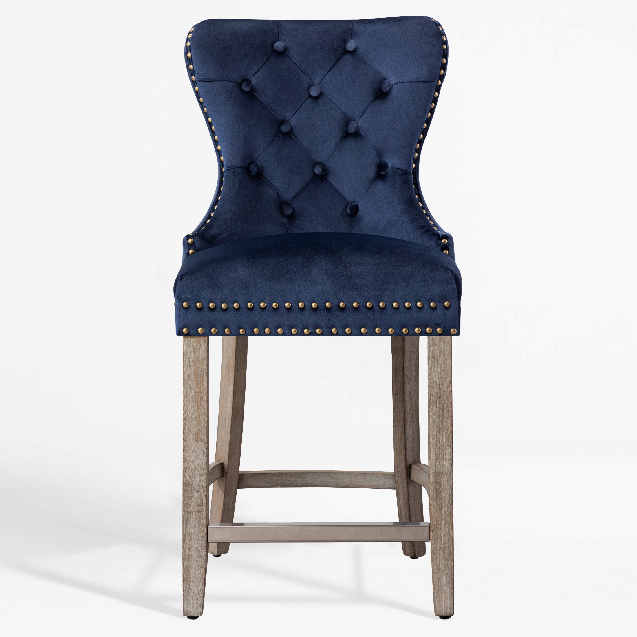 Hank 24" Tufted Velvet Counter Stool, Antique Gray